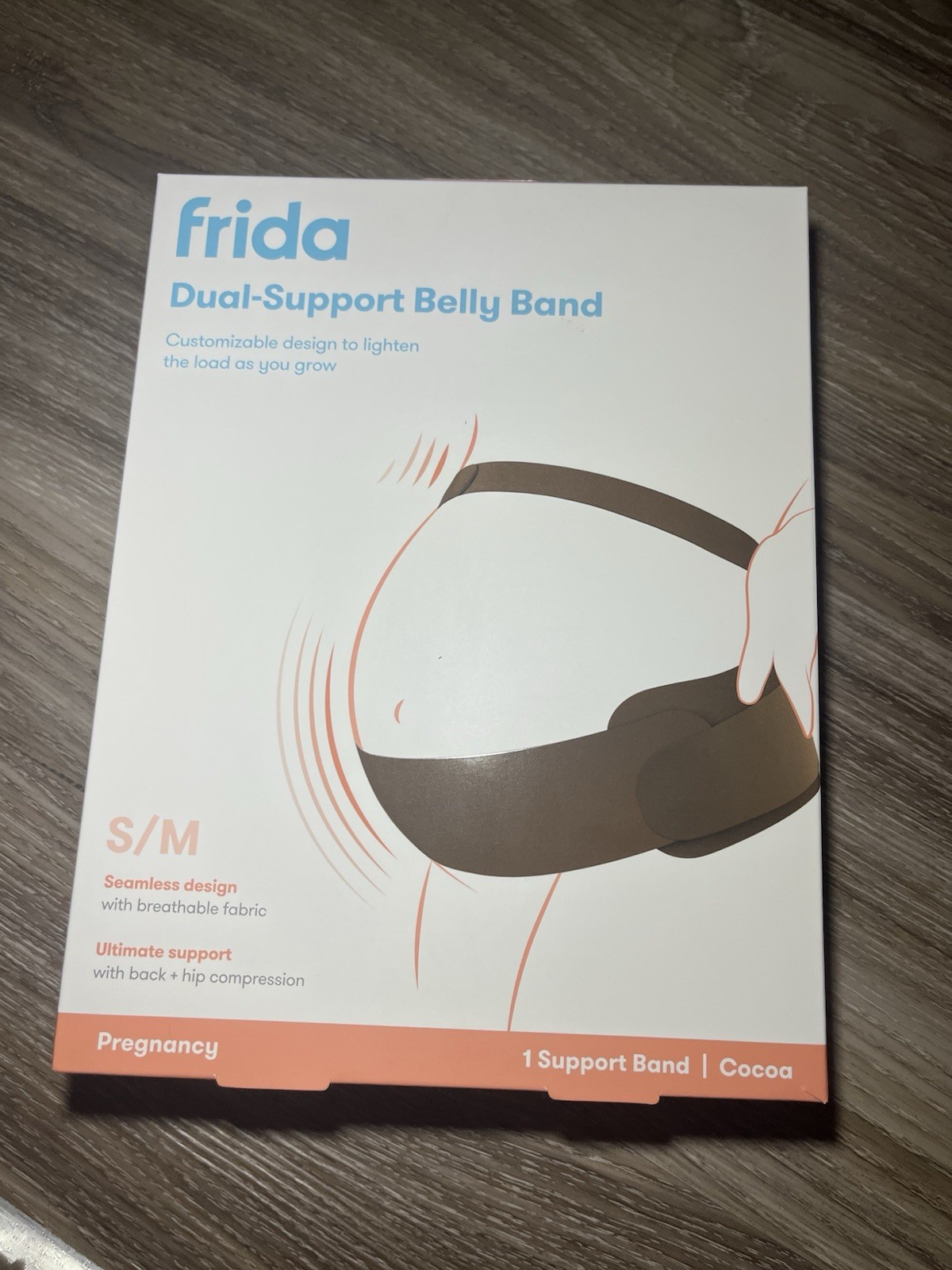 Frida Dual-Support Belly Band Abdominal Support Adjustable S/M Cocoa