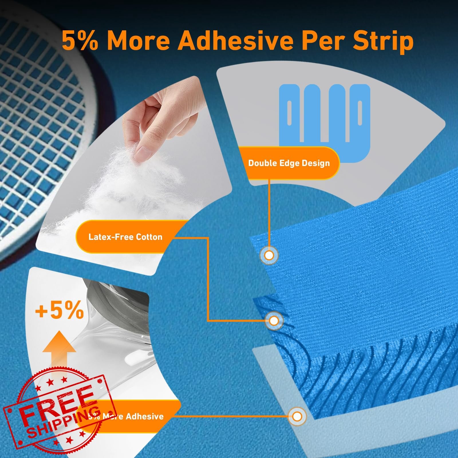 PreCut Kinesiology Tape Knee 12PCS Blue Waterproof Pain Relief Athletic