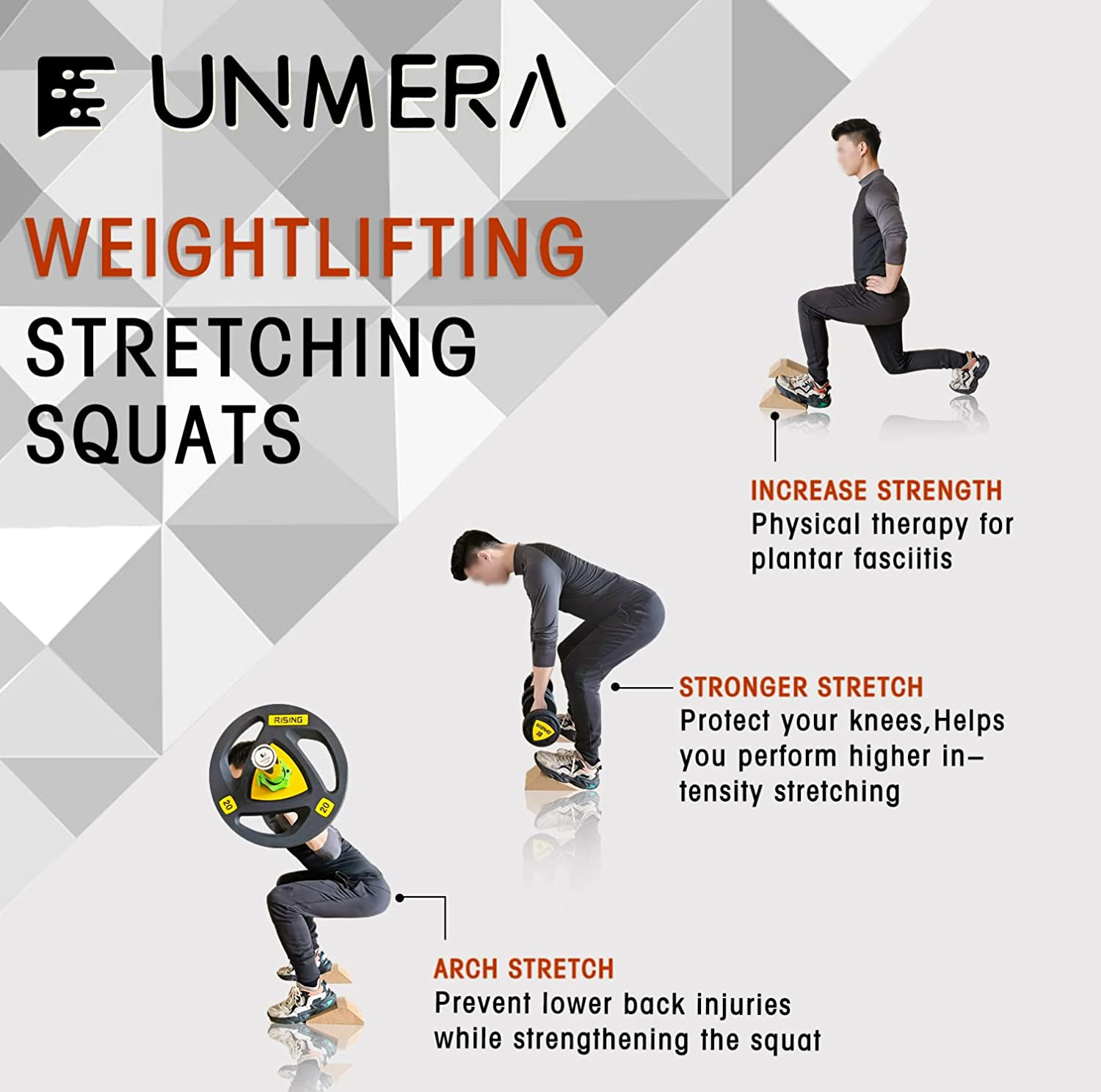 2PCS Squat Wedge Blocks, Non-Slip Heel Elevation Ramp for Squats & Calf Raises,