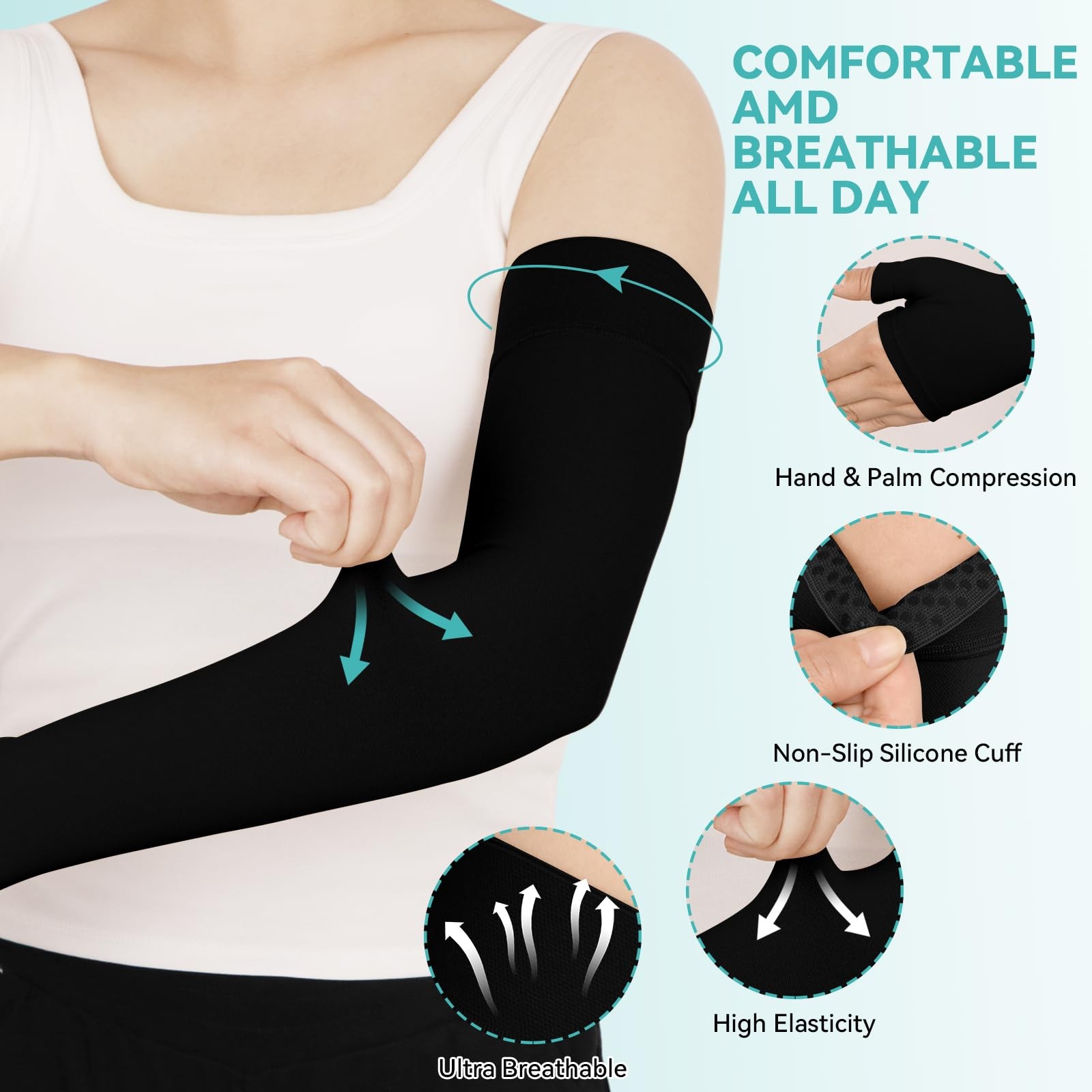 Lxtxcb Lymphedema Arm Sleeves X-Large Black Single