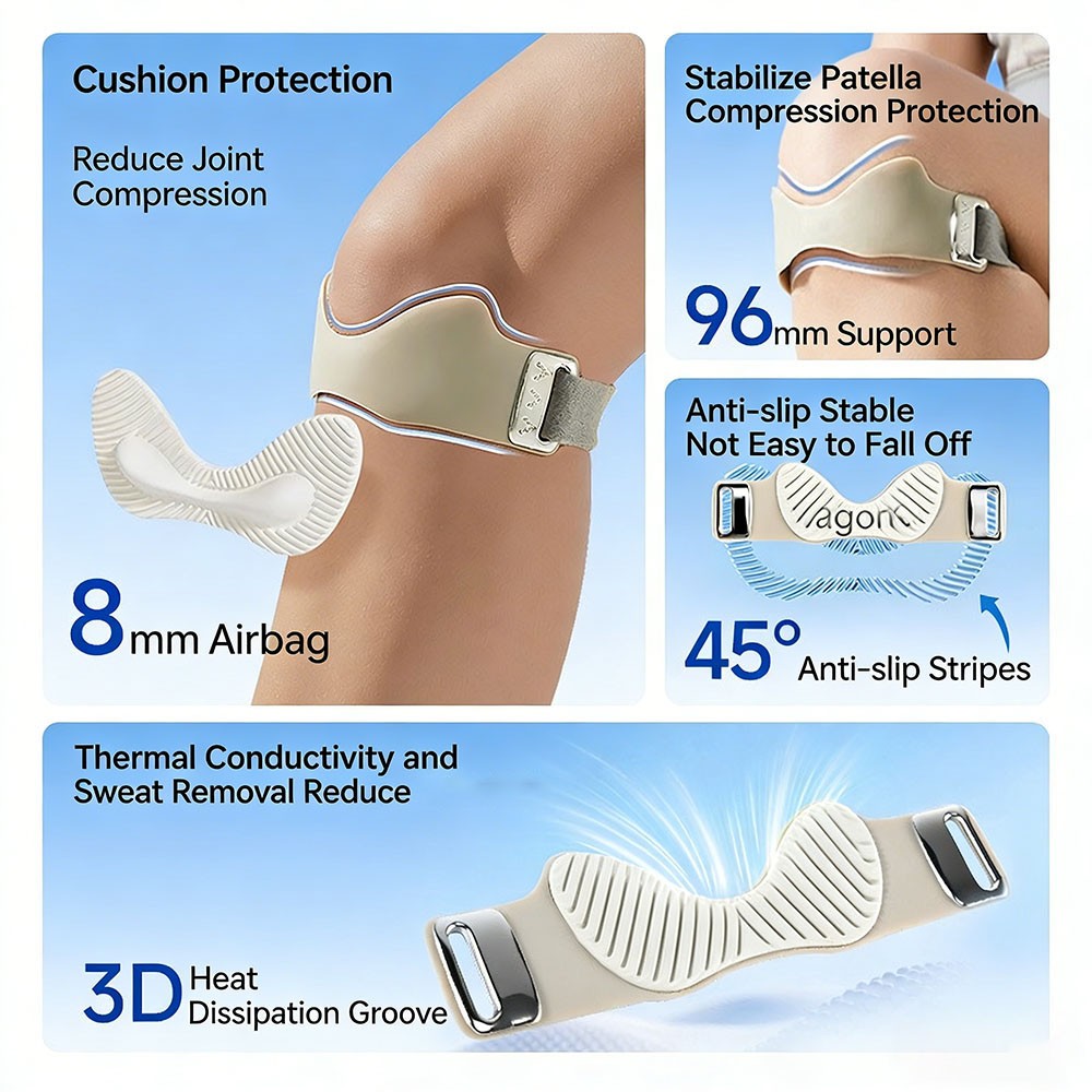 Shock-Absorbent Ergonomic Secure Reusable Soft Breathable Silicone Patella Strap