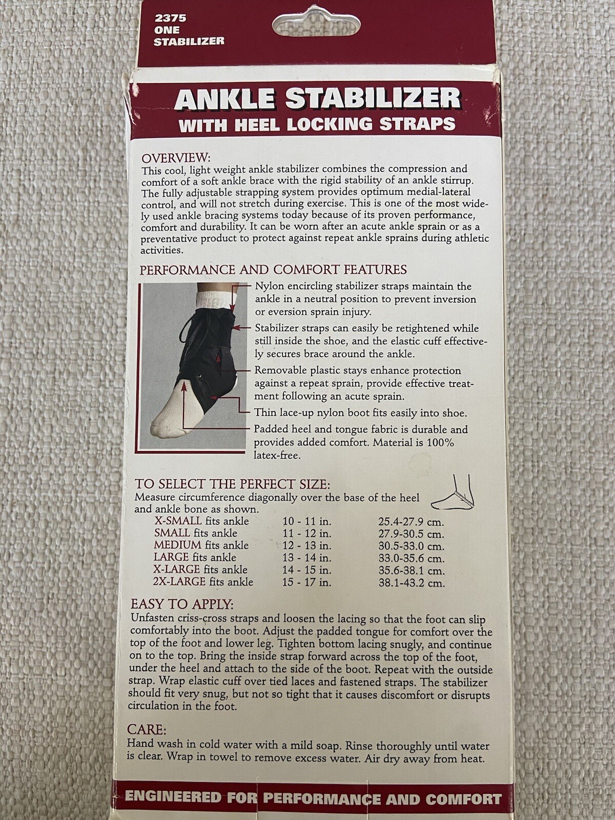 Professional Orthopaedic OTC Ankle Stabilizer w/Straps, New, Black, XL FREE SHIP