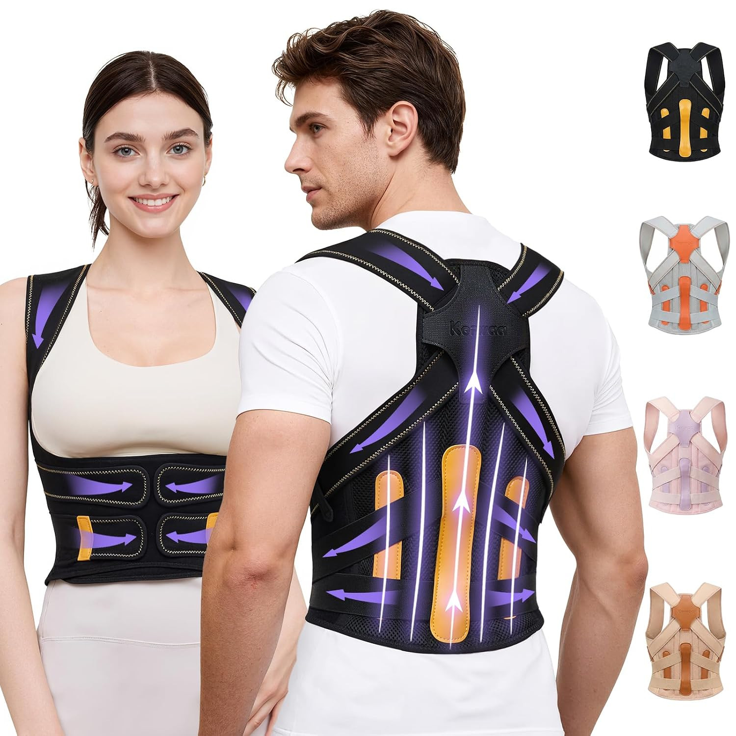 Posture Corrector for Women and Men, Full Back Support Brace, Adjustable