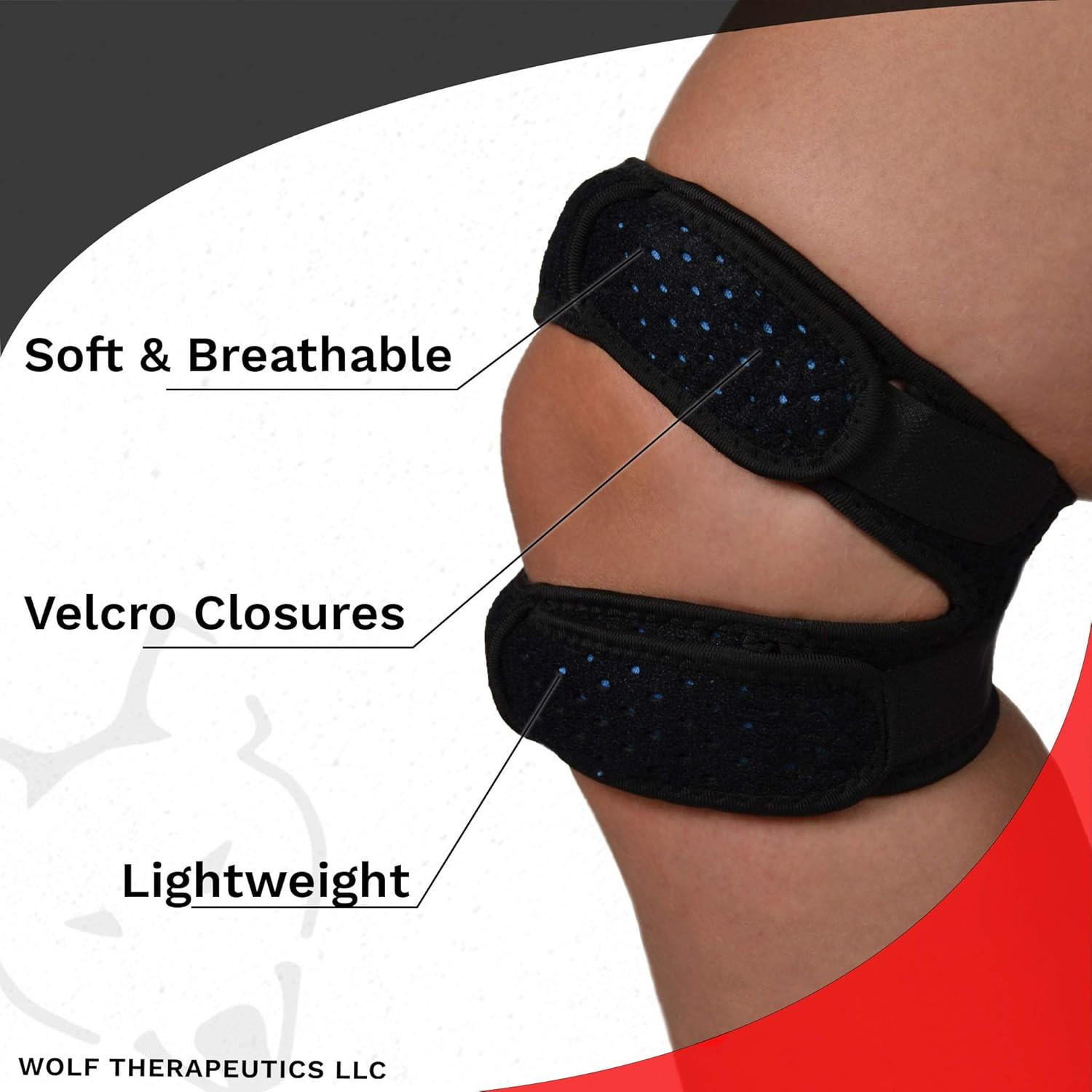 Dr. Wolf Dual Knee Strap for Patellar Tendon Support – Pain Relief Band for Jump