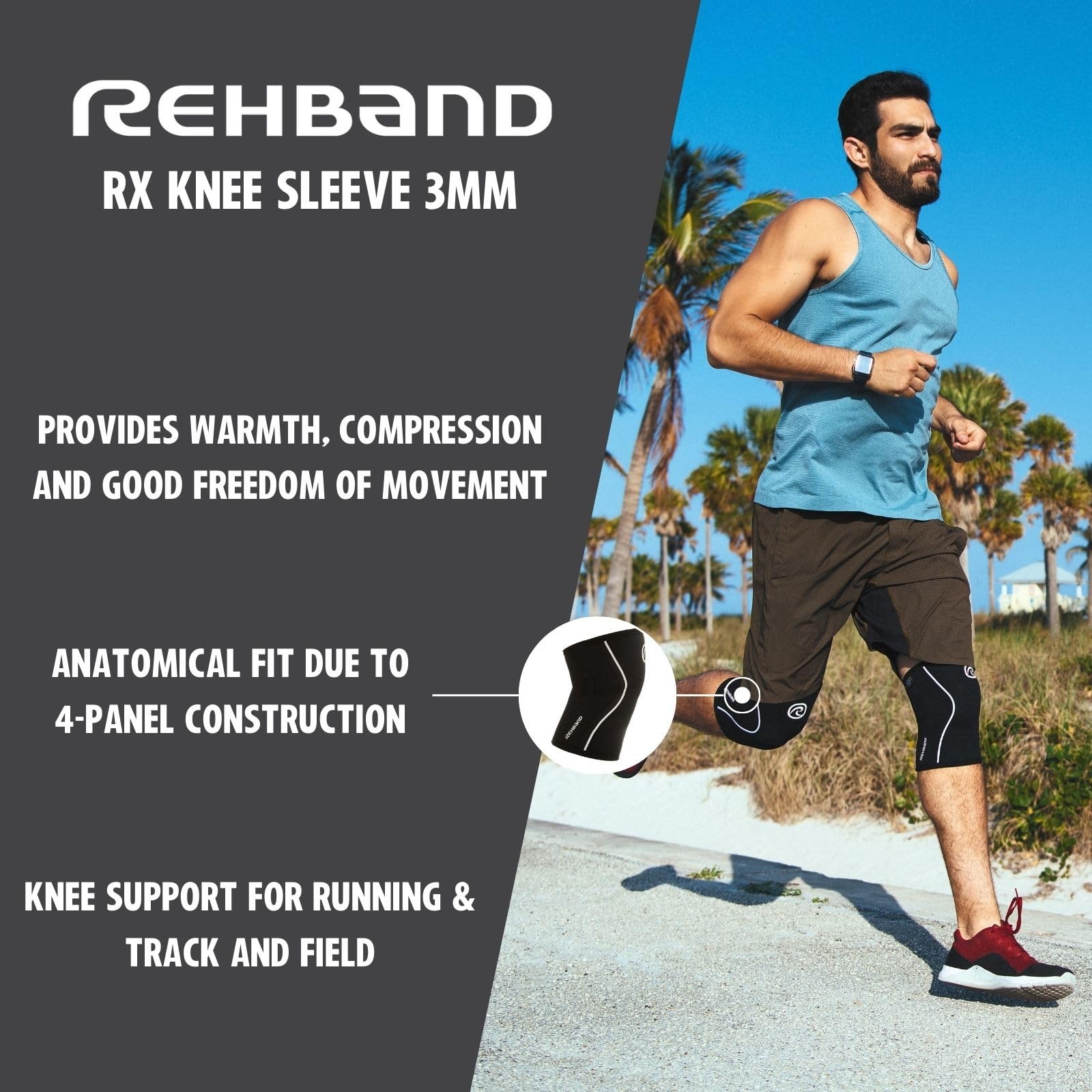 Rehband Knee Sleeve 3mm Neoprene, Lightweight X-Large, Black – 1 Piece