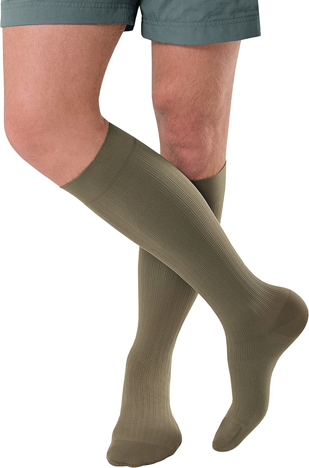 JOBST forMen Ribbed Dress Socks w/ SoftFit Band CT 15-20mmHg Khaki Size 3 REG