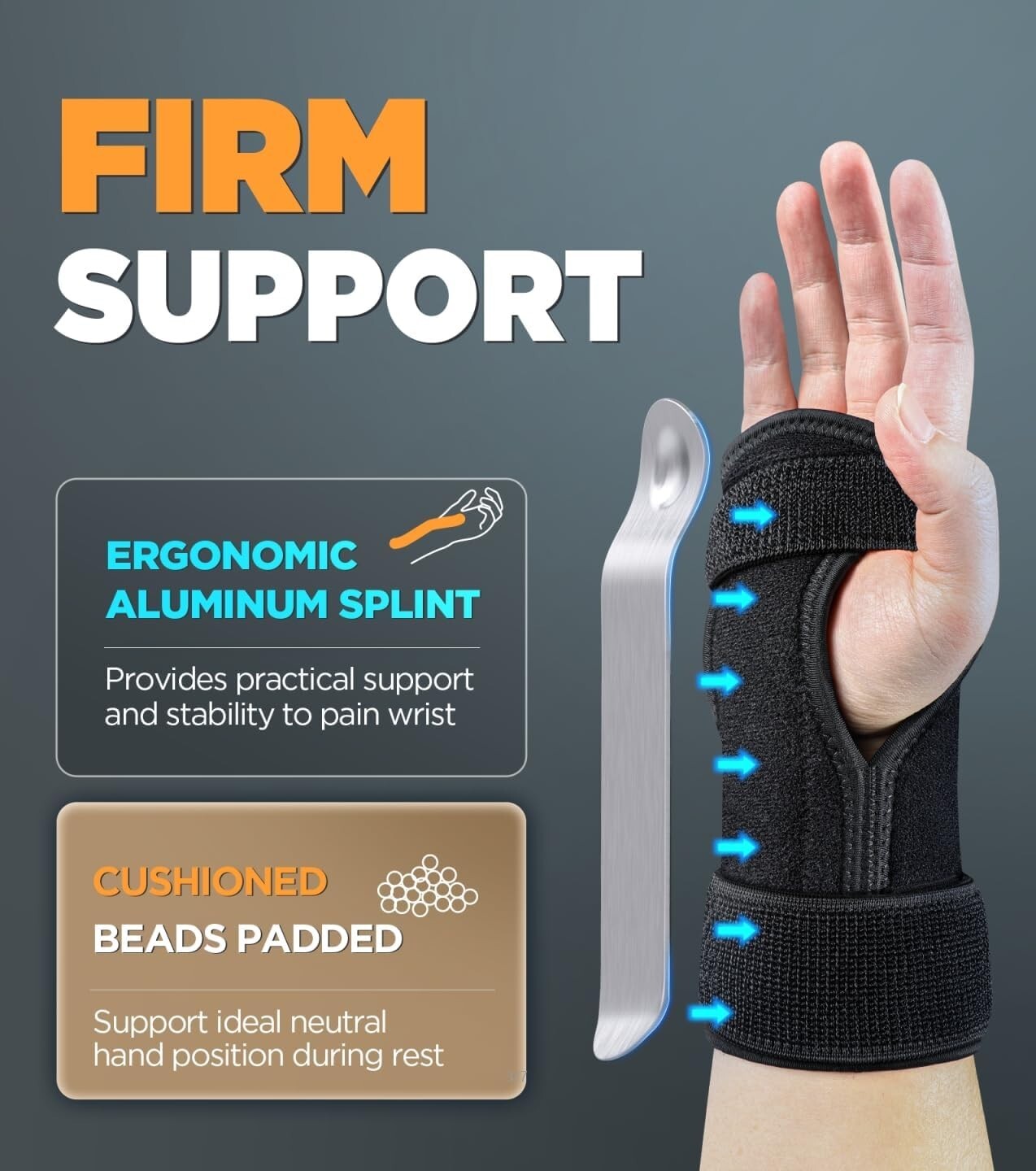 Wrist Brace for Carpal Tunnel Left Hand Black