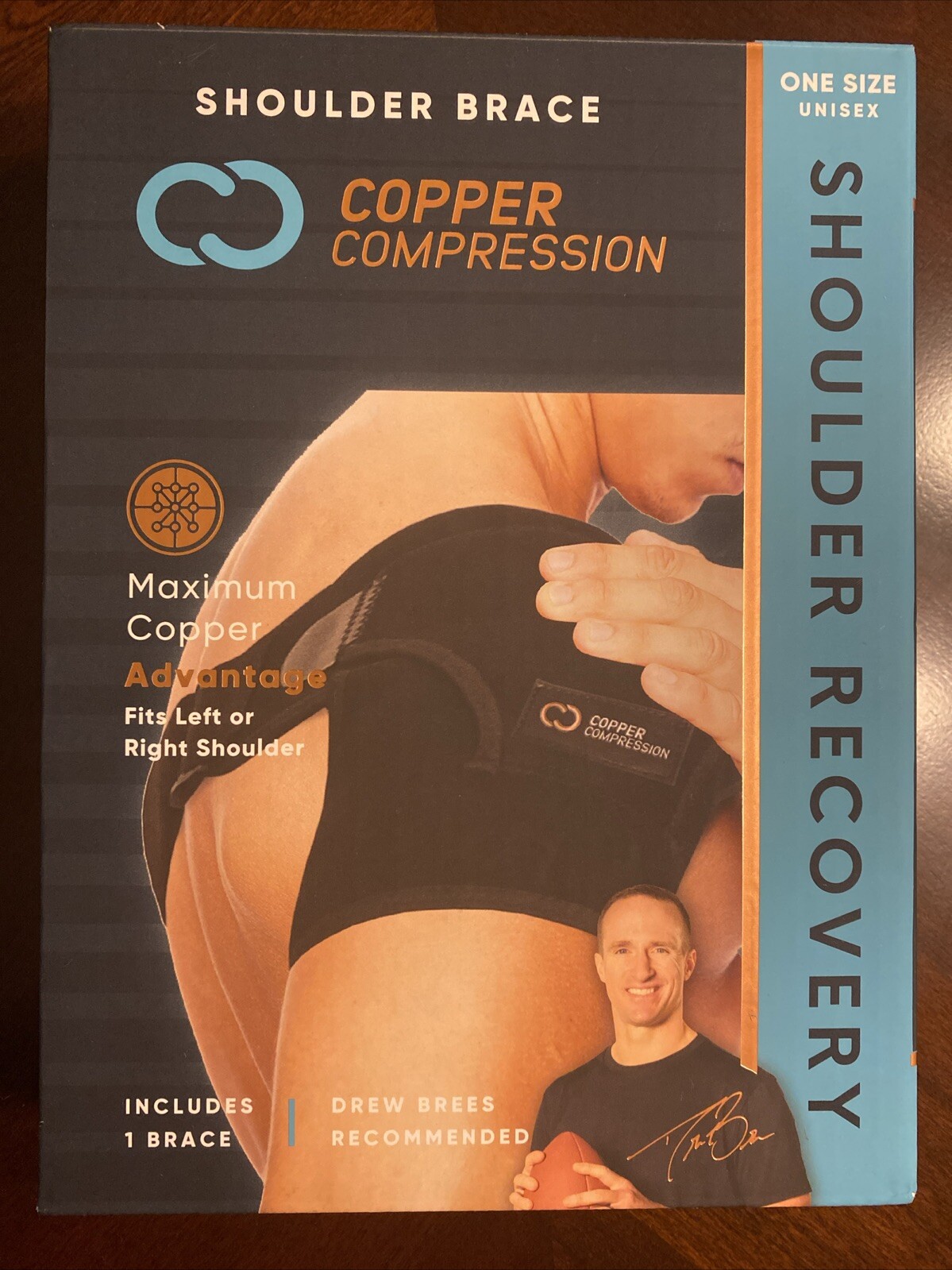 COPPER COMPRESSION Shoulder Brace Fits Left or Right Shoulder One Size NEW