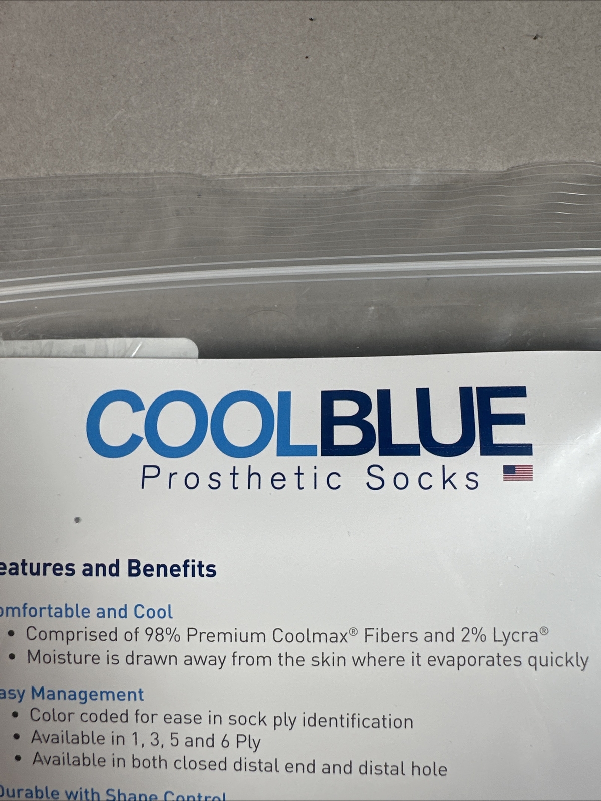 Cool Blue Prosthetic Socks CB3MDSH2 3 Ply SZ 1, 2 Lngth 10-14 Coolblue Green