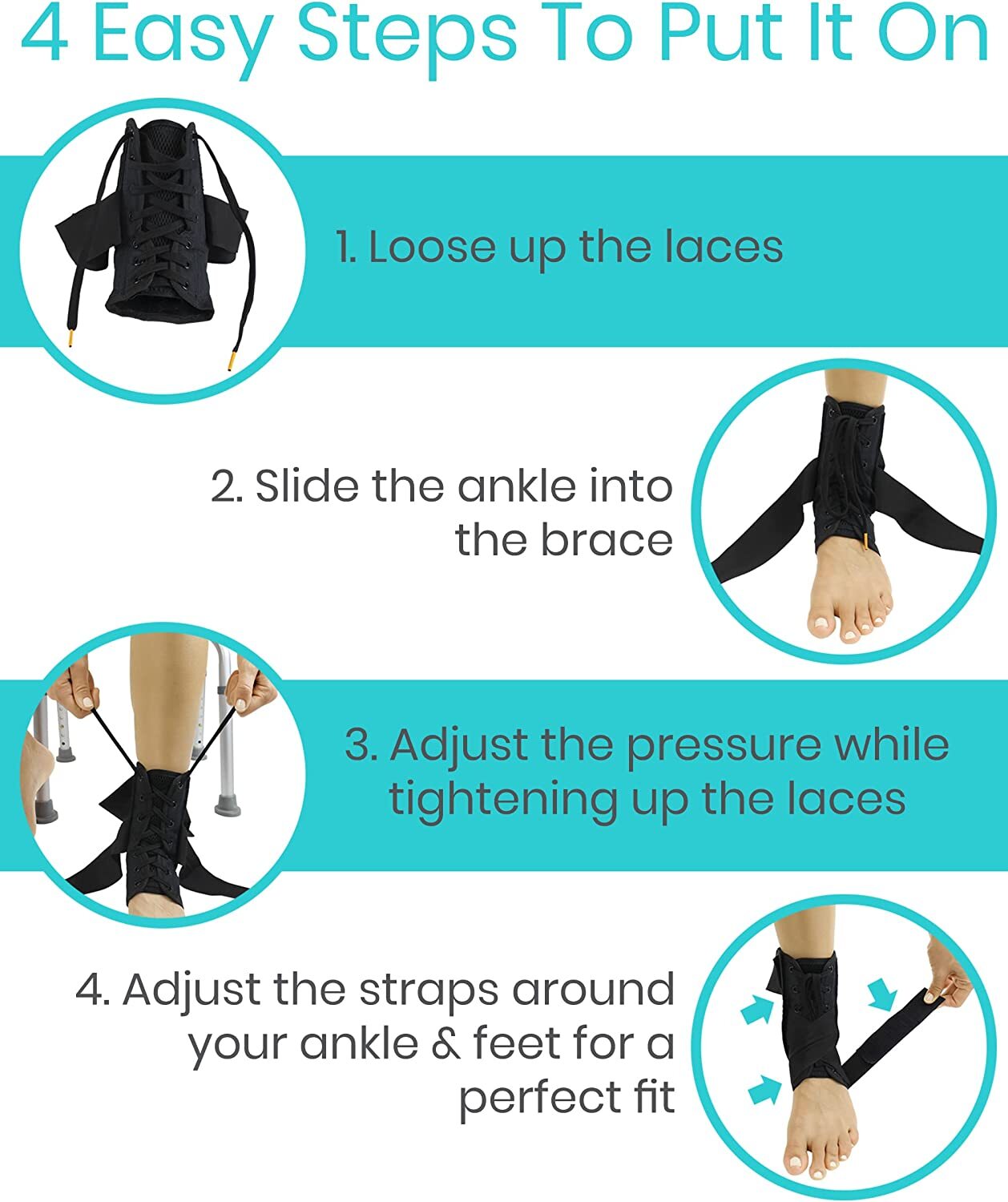 VIVE Laced Ankle Brace Black Large