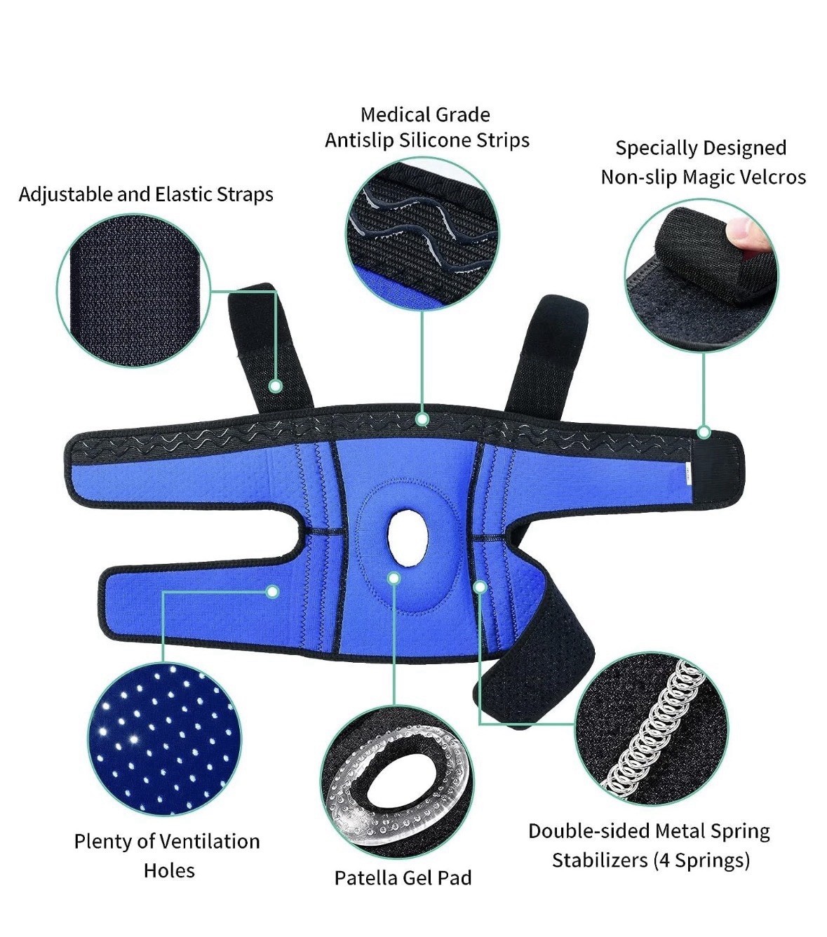 ABYON Knee Brace for Men and Women 2x Large (Pack of 1), Blue