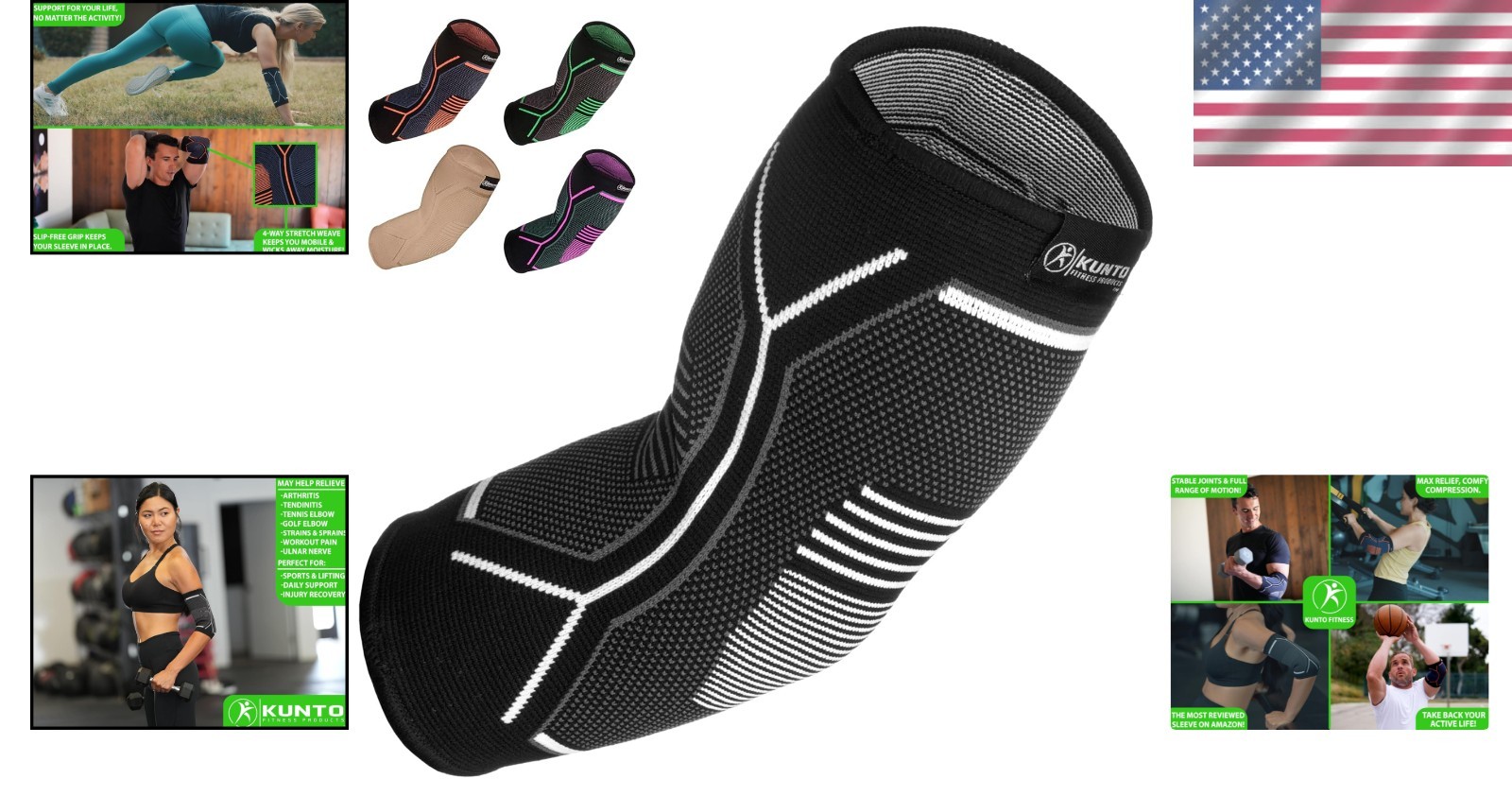 Kunto Elbow Sleeve – Medium Size for Enhanced Joint Stability & Comfort