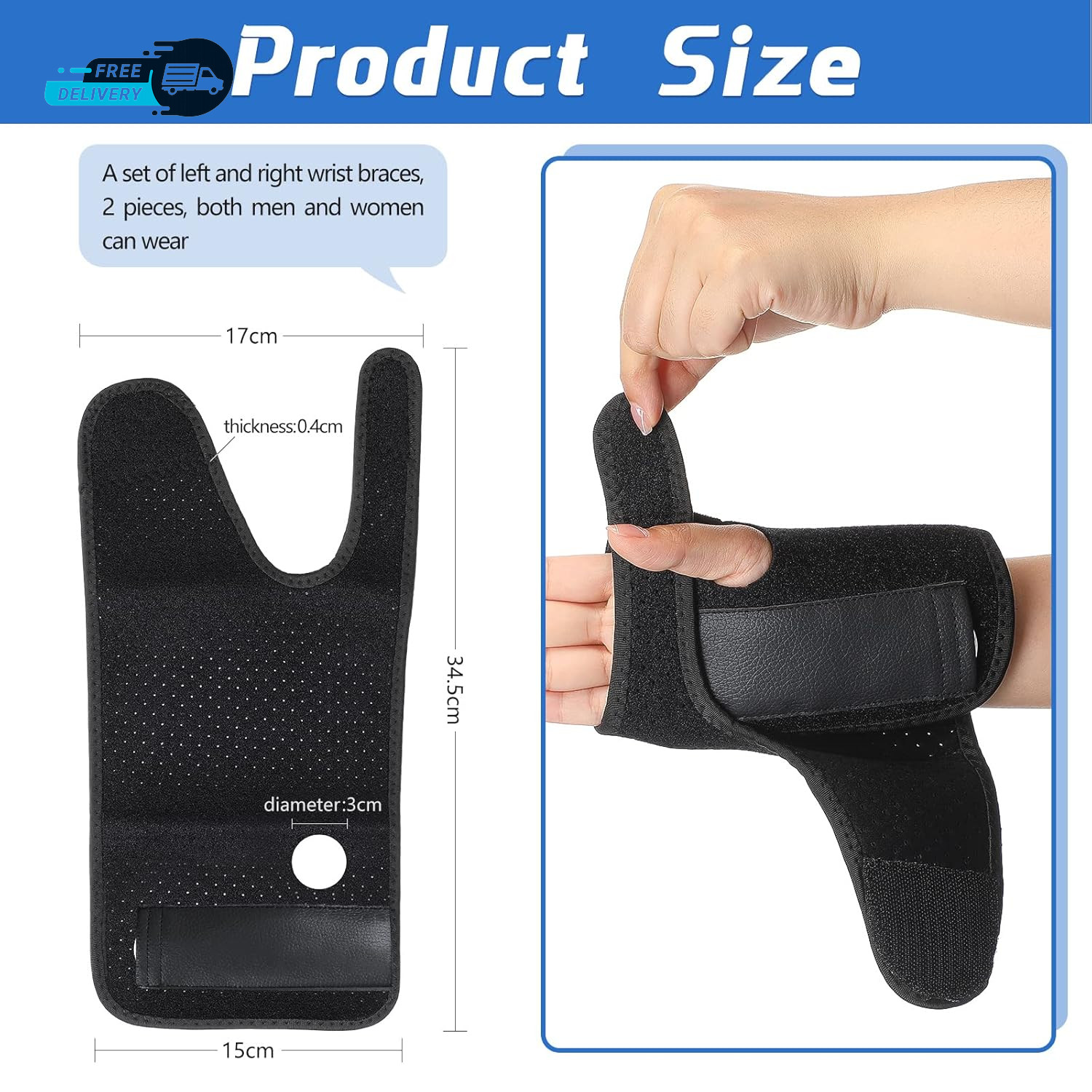 2 Pcs Wrist Brace for Carpal Tunnel Night Sleep Support Adjustable Wrist