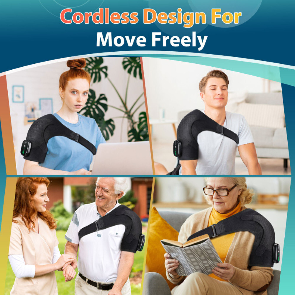 Heated Shoulder Brace Massage Rotator Cuff Support Compression Wrap Rechargeable