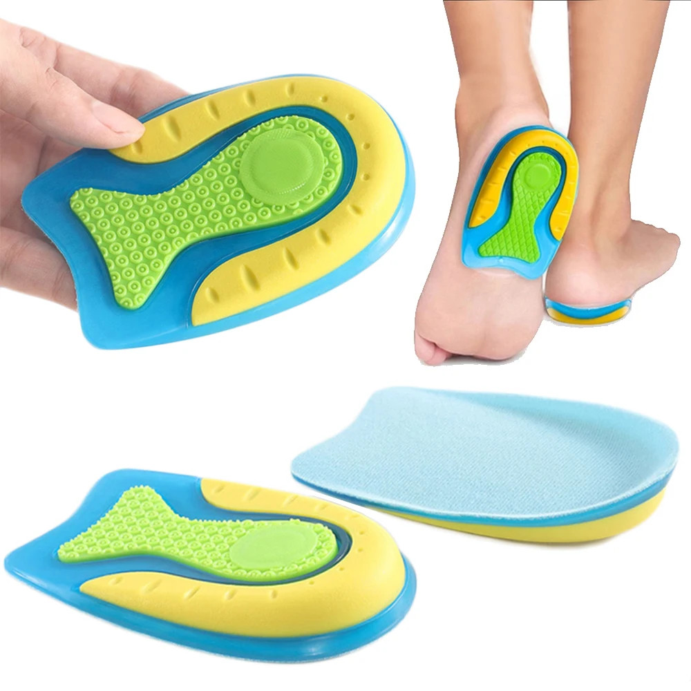 1 Pair U-Shaped Half Heel Insole Cushion Soft Silicone Gel Inserts for Shoes Com
