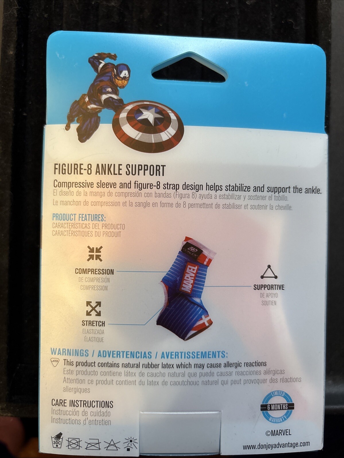 DonJoy Marvel Moderate Figure 8 Compression Ankle Support Sleeve Youth Sz