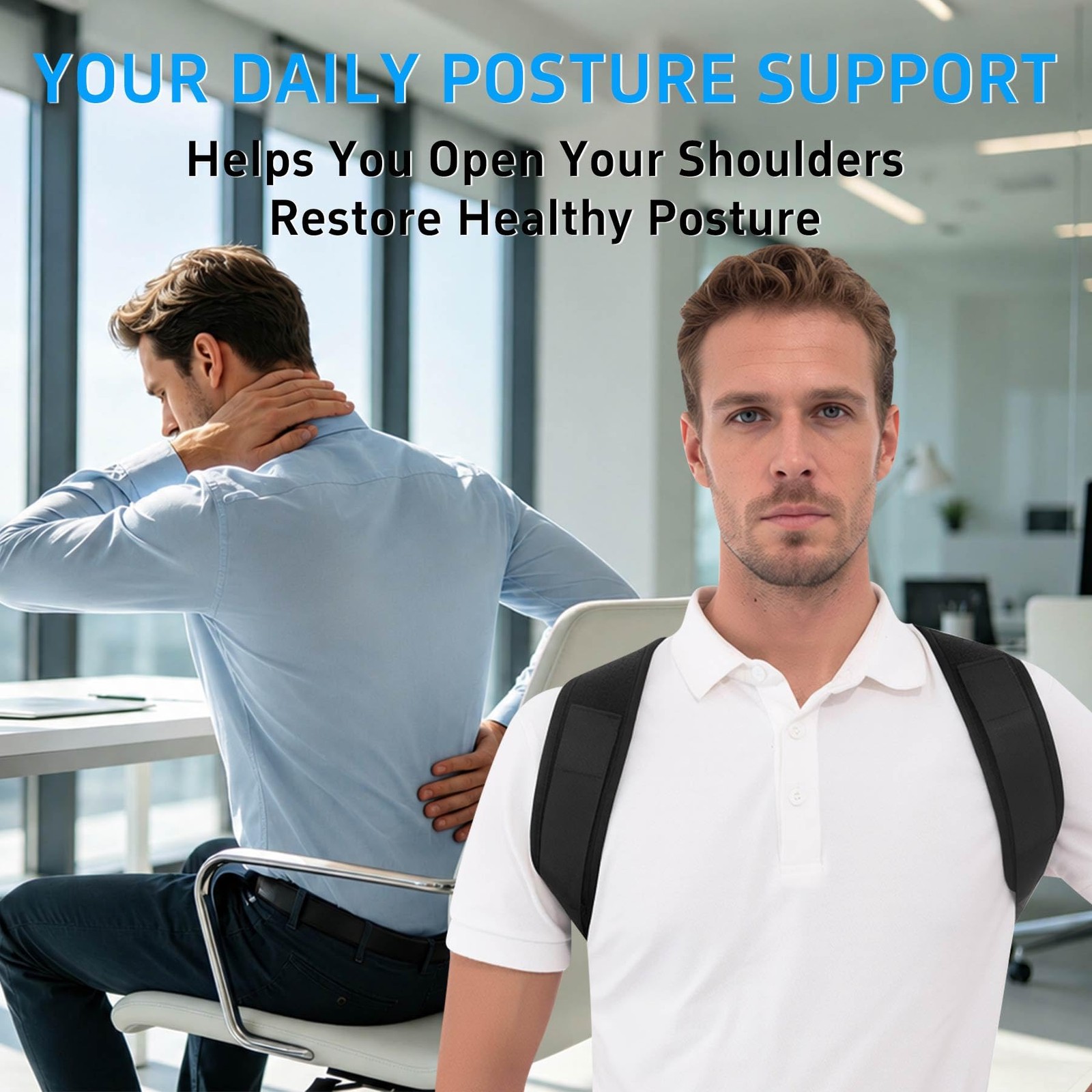 Cmipeob Posture Corrector for Women and Men, Adjustable Small / Medium, Black