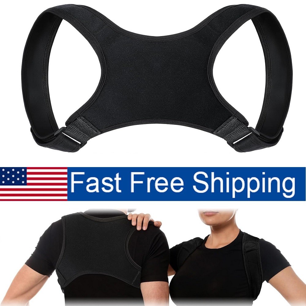 Man/Women Back Posture Corrector Shoulder Straight Support Brace Belt Black USA