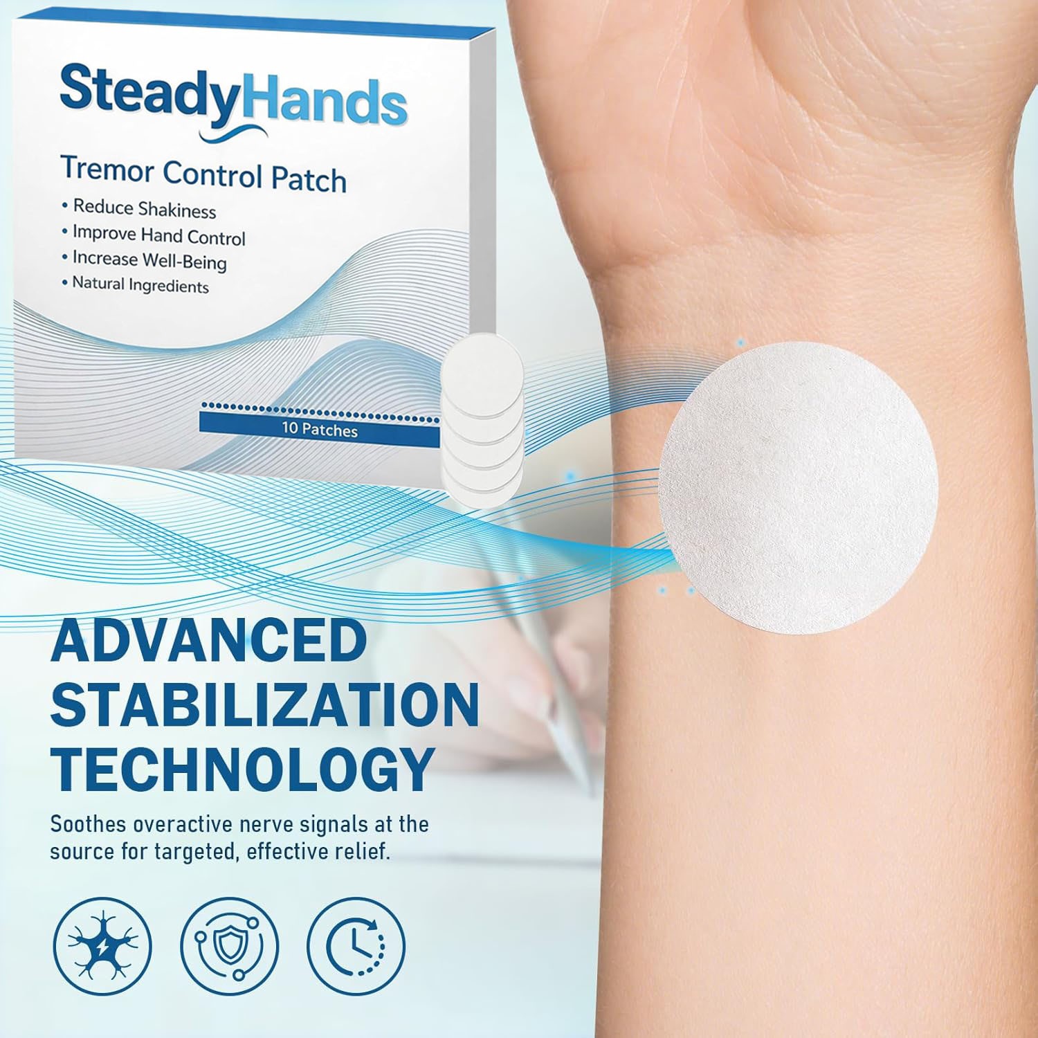 Steadyhands Tremor Control Patch, Steady Hands Control Patch – Hand Stabilizer