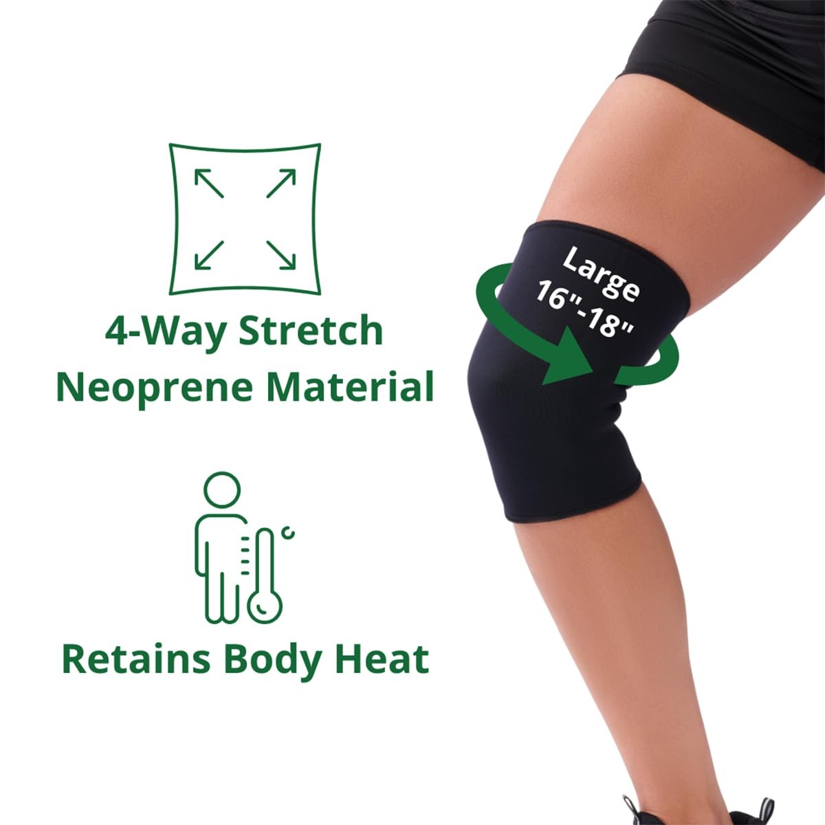 CURAD Neoprene Pull-Over Knee Support with Closed Patella, Size Large, Black