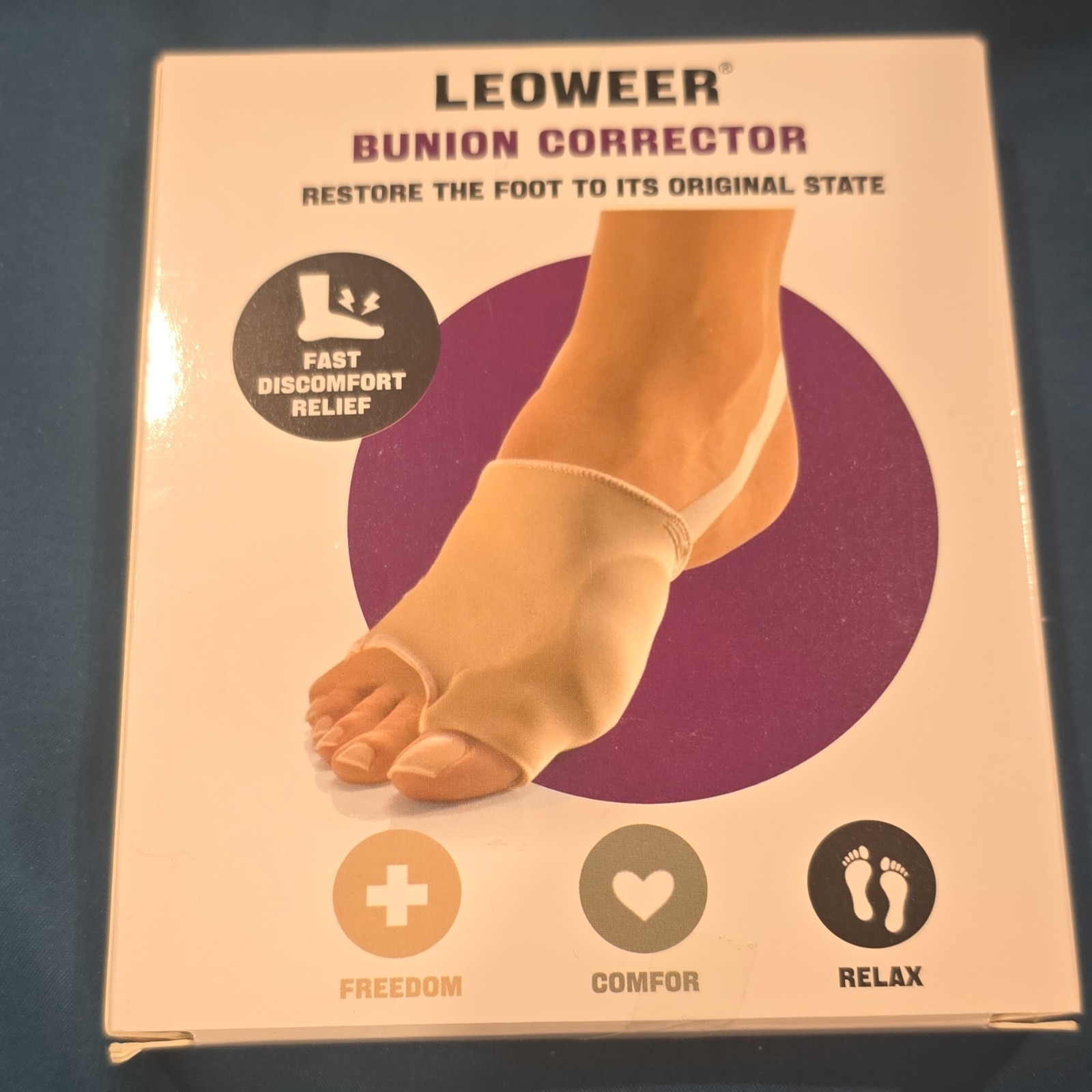 LEOWEER Orthopedic Bunion Corrector Beige Stretchy Gel Pads M Washable Reusable