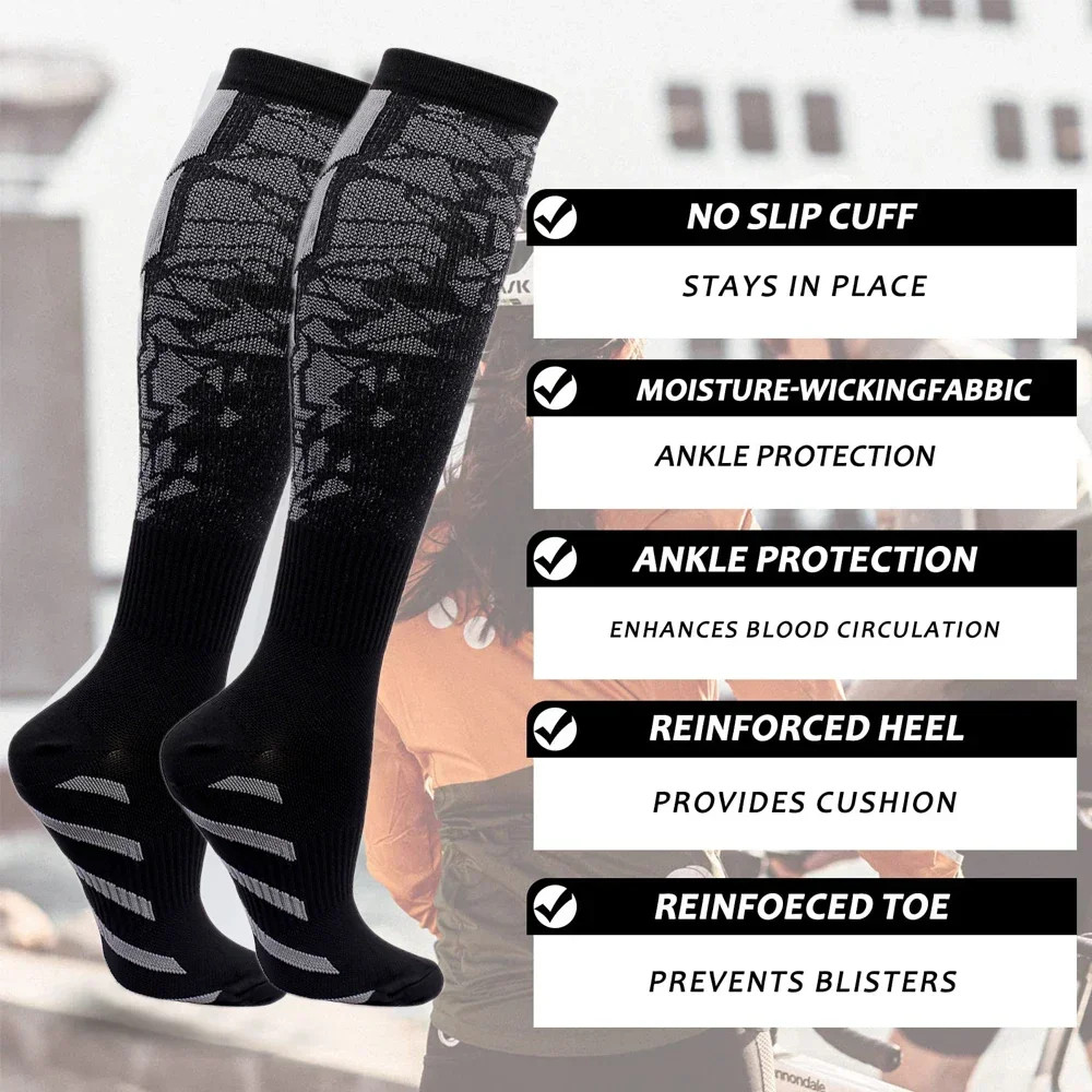 1Pair Compression Socks for Men Women 15-20 mmHg Support for Running Nurses Flig