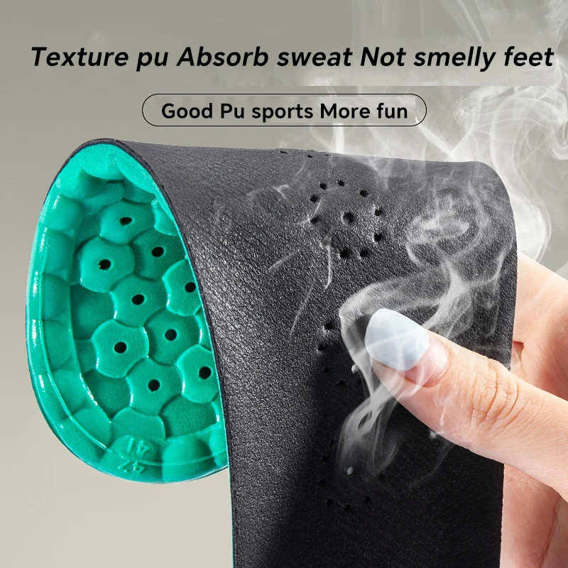 Sport Insoles Cowhide PU Air Cushion Shock Absorption Breathable Arch Support Or