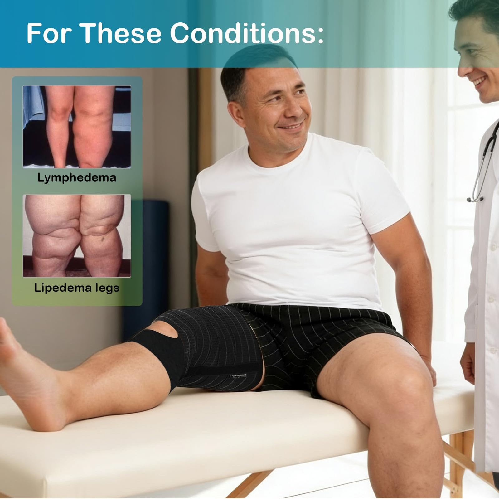 Femovaz 1PC Thigh Compression Wrap + Knee Kit | XX-Large, Black