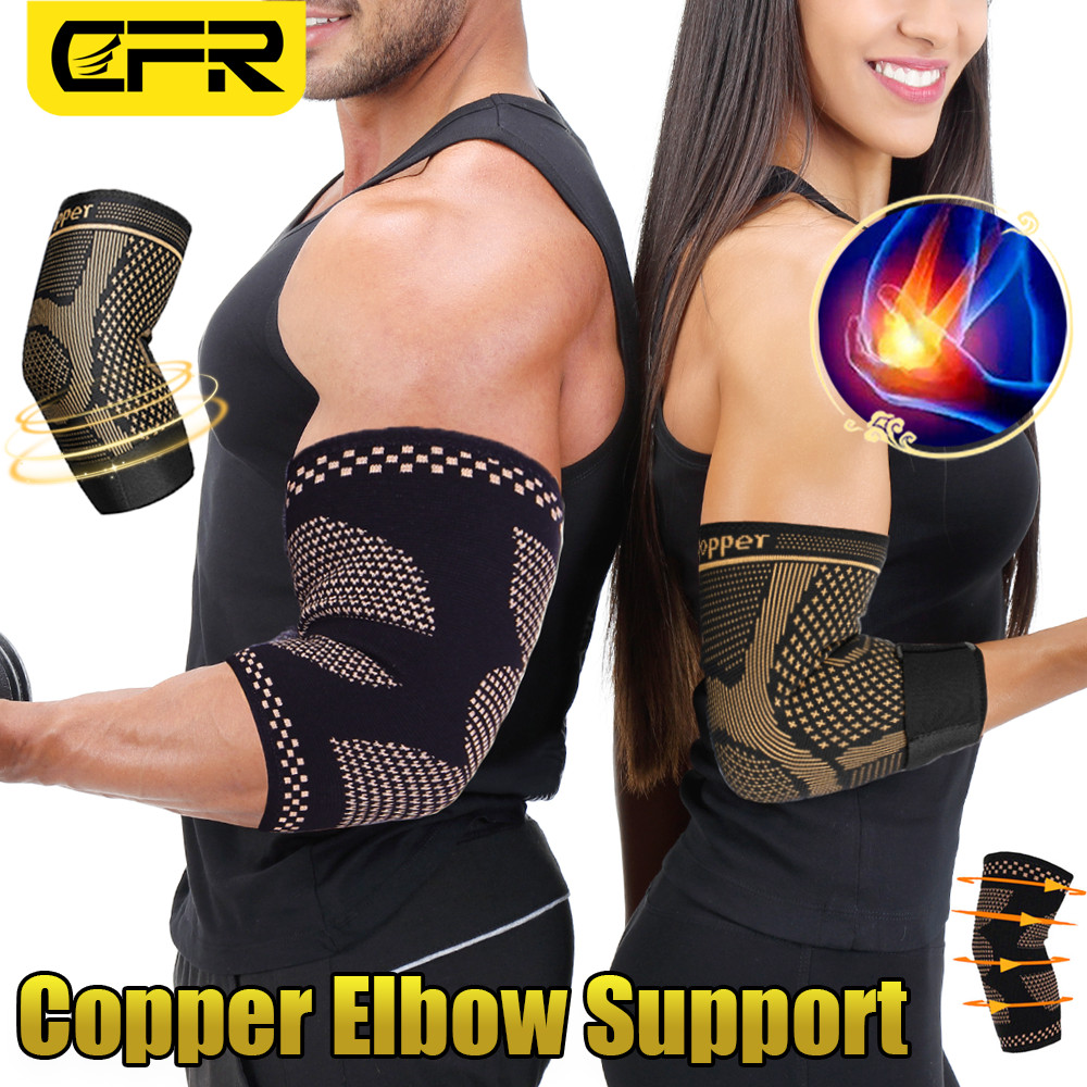 Compression Elbow Support Brace Arm Sleeves Copper Infused for Joint Pain Relief
