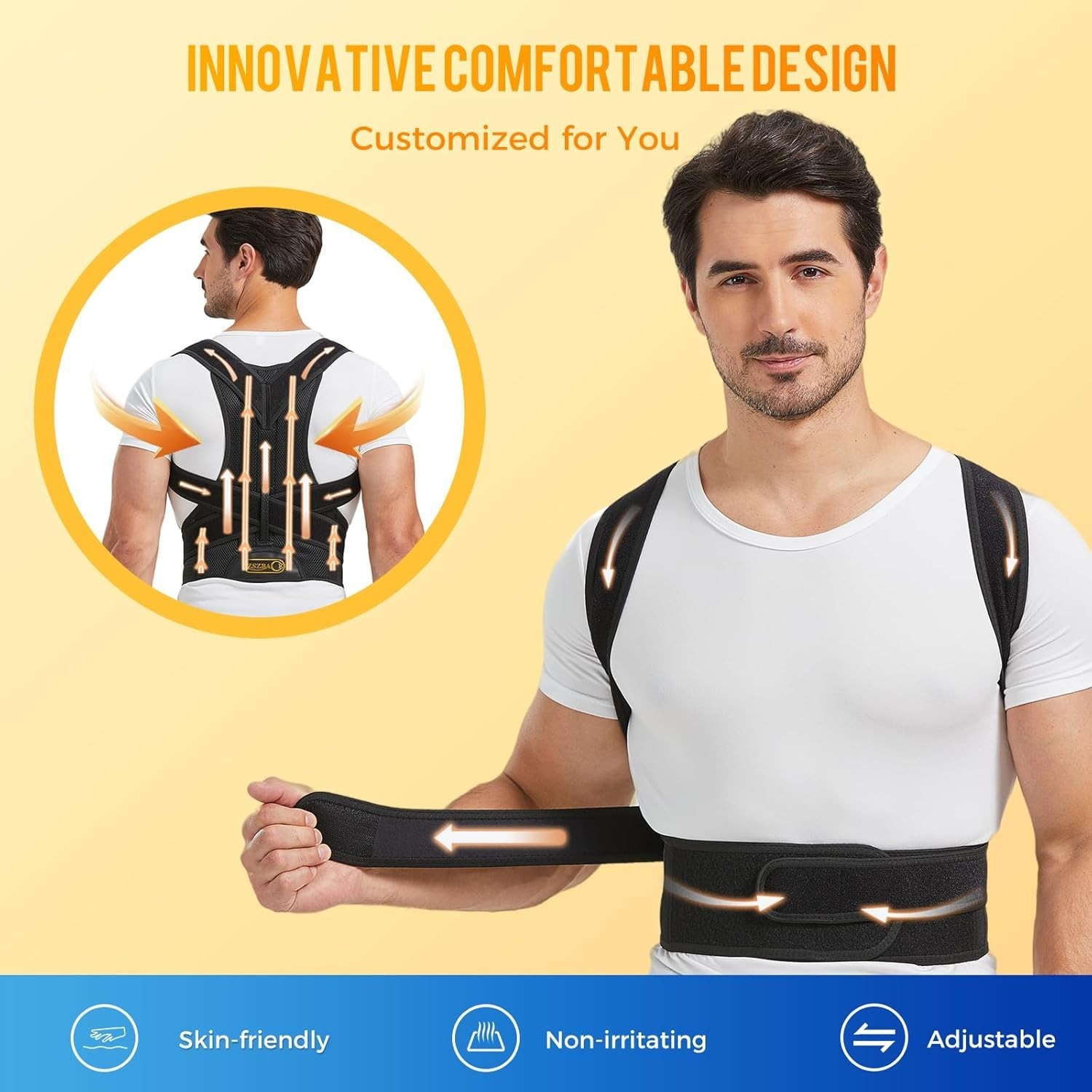 M size Back Brace and Posture Corrector for Men and Women Adjustable Back Straig
