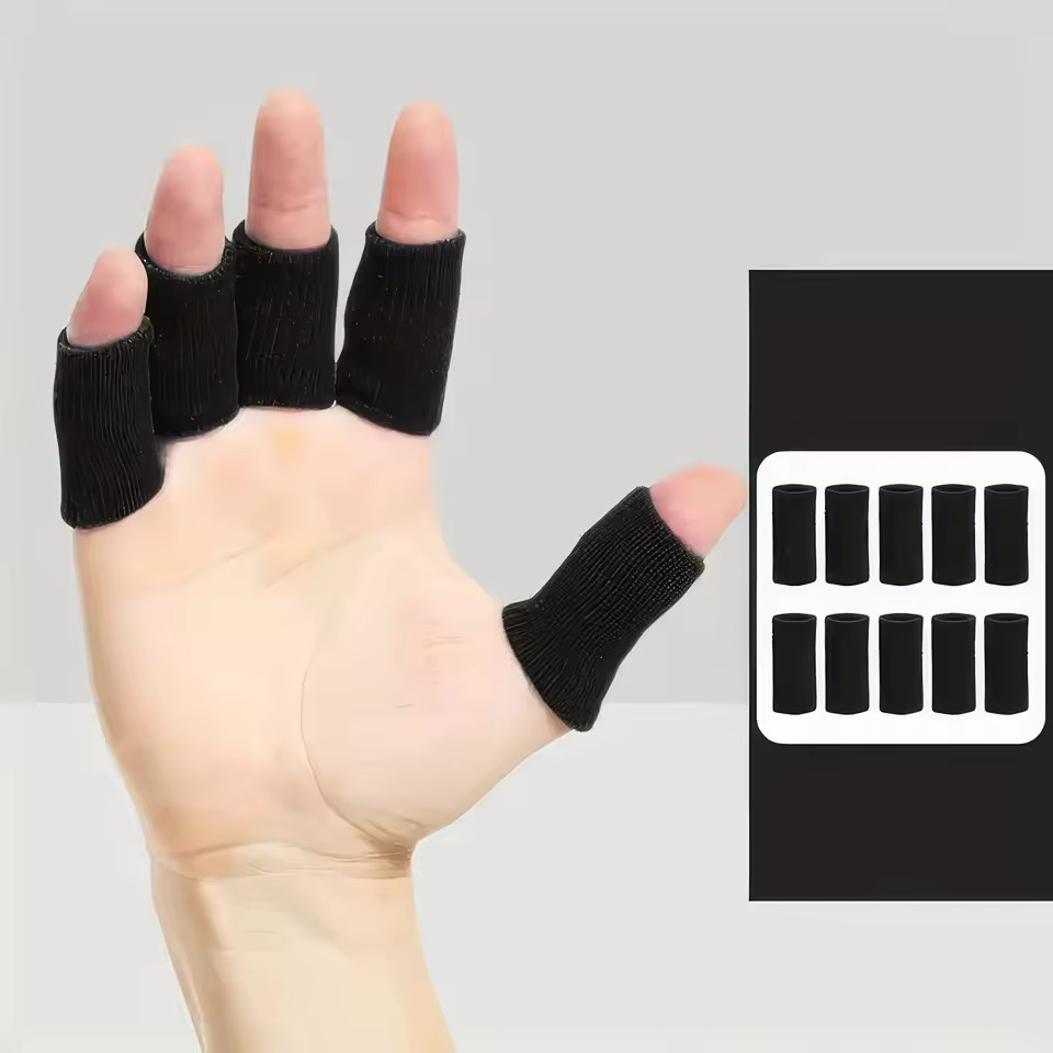 10 Pack Finger Compression Sleeves Black Support Arthritis Sports Daily Use