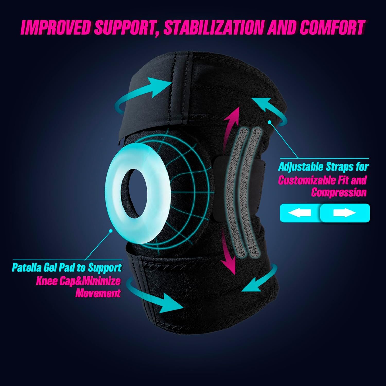 Knee Brace Compression Sleeve Support Sport Joint Arthritis Patella Stabilizer/