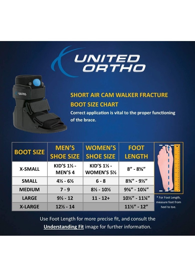New UNITED ORTHO Air Cam Walker Brace Boot XSmall Men-4, Kids 1-1/2, W 5-1/2
