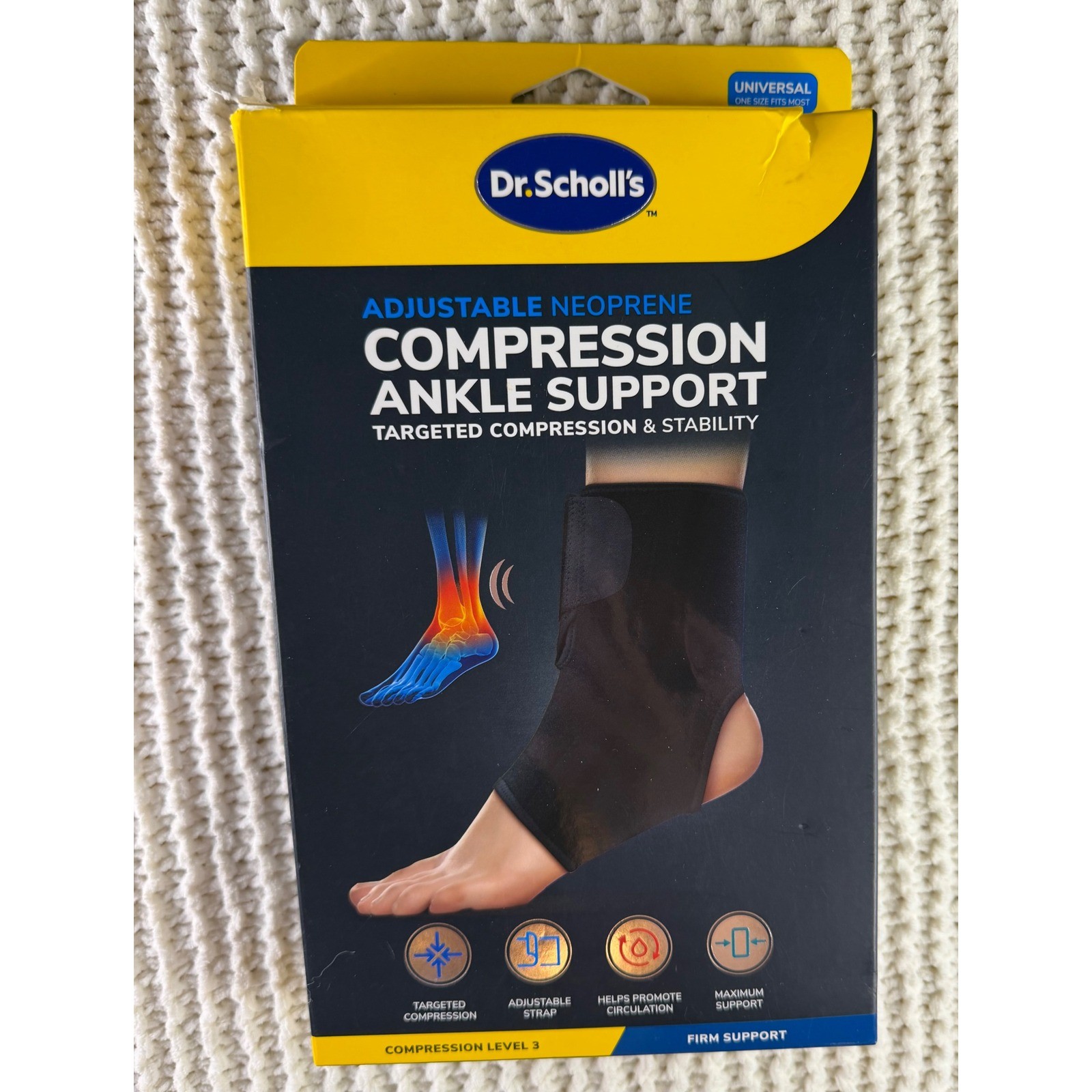 Dr Scholls Adjustable Neoprene Compression Ankle Support Level 3 Firm Universal