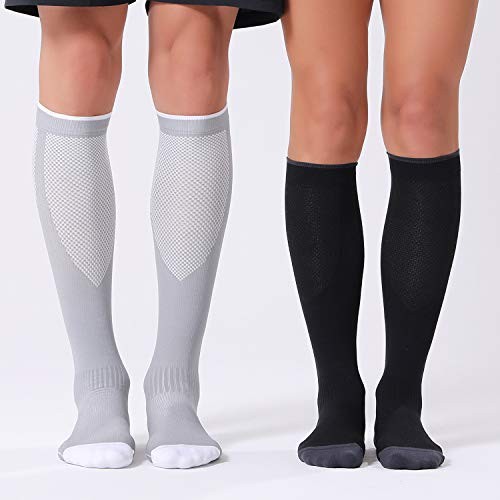 3 Pairs Compression Socks for Women and Men 20 Small-Medium Black+white+grey