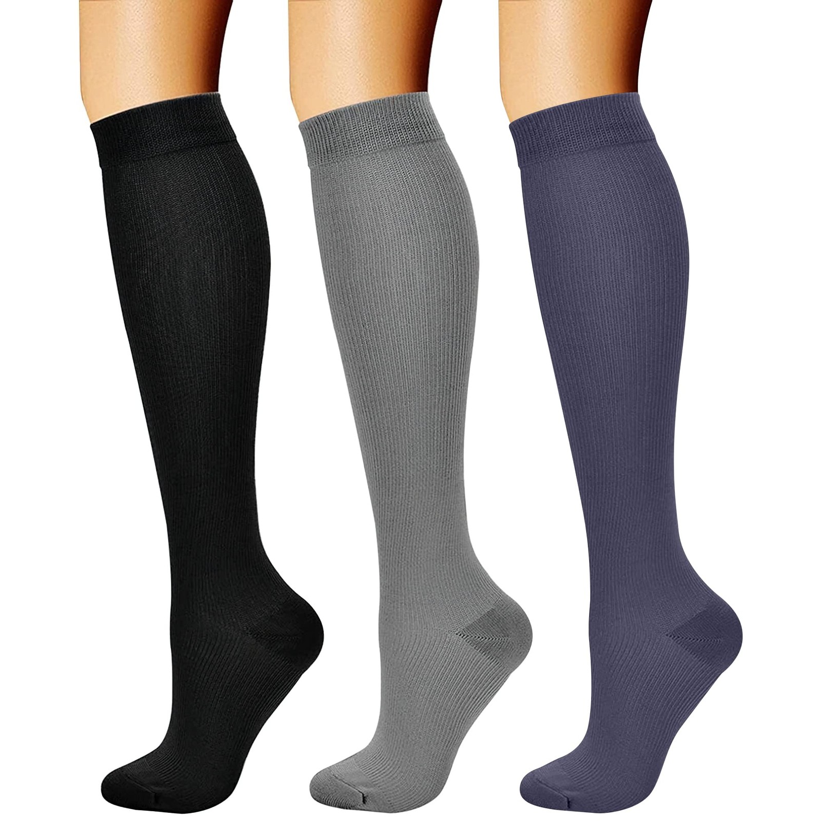 Compression Socks for Women & Men Circulation (3 Pairs) 15-20 mmHg is Best Su…