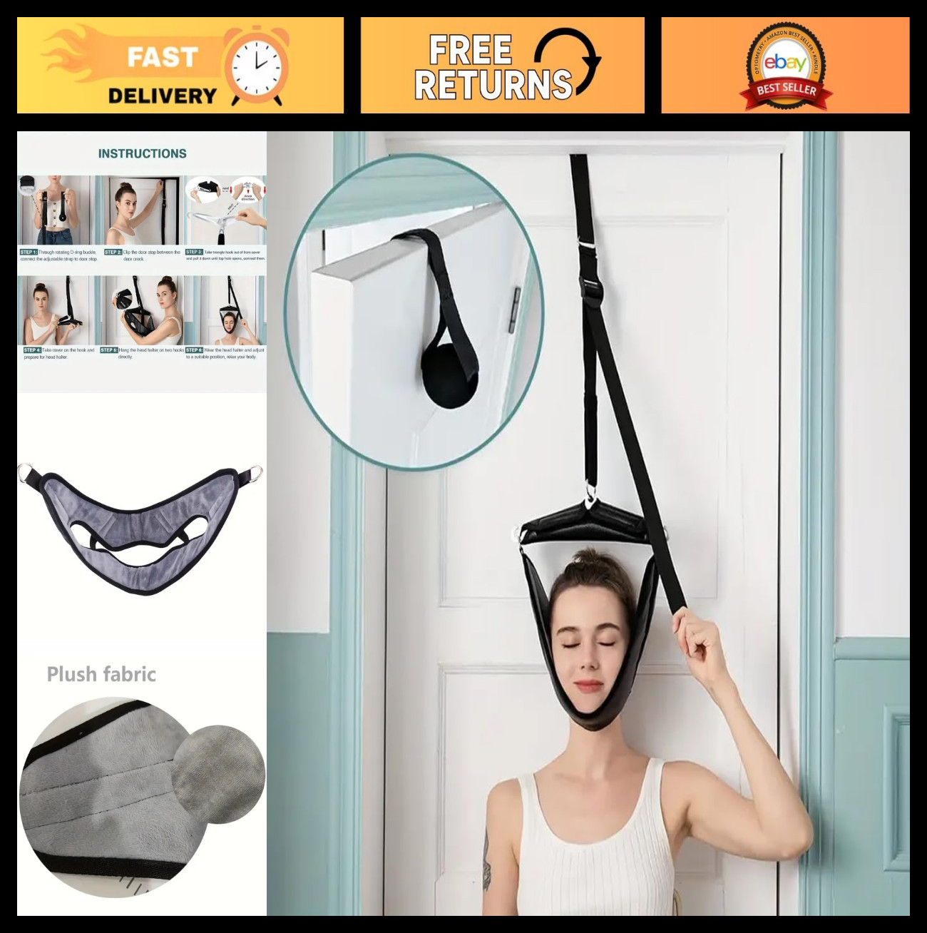 Cervical Traction Neck Stretcher Device for Spinal Relief & Massage, Handle Grip