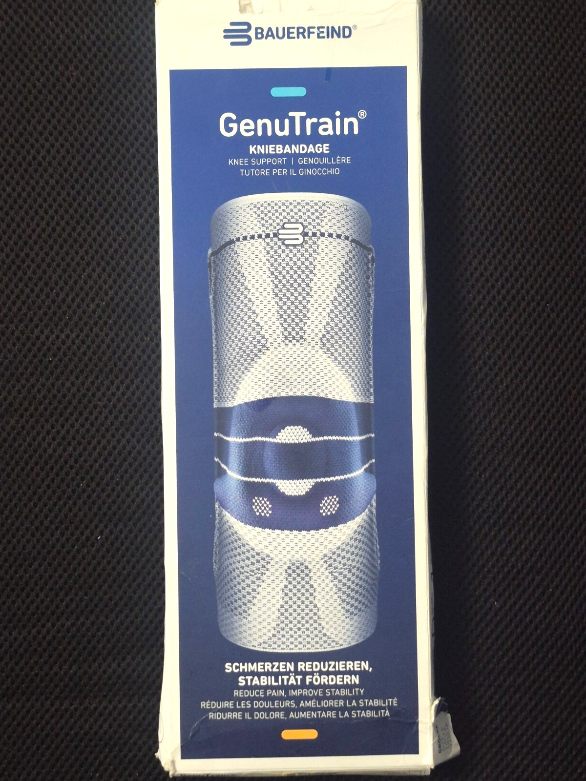 Bauerfeind GenuTrain Knee Support Size 6 Titan/Blue New Open Box