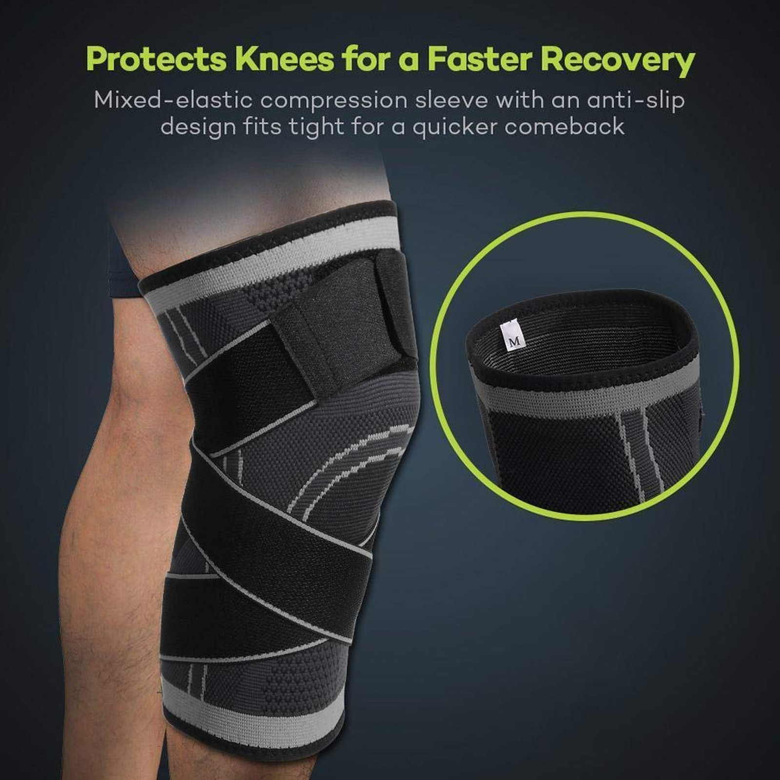 Knee Support Sleeve Compression Knee Brace for Pain Relief Arthritis Recovery M