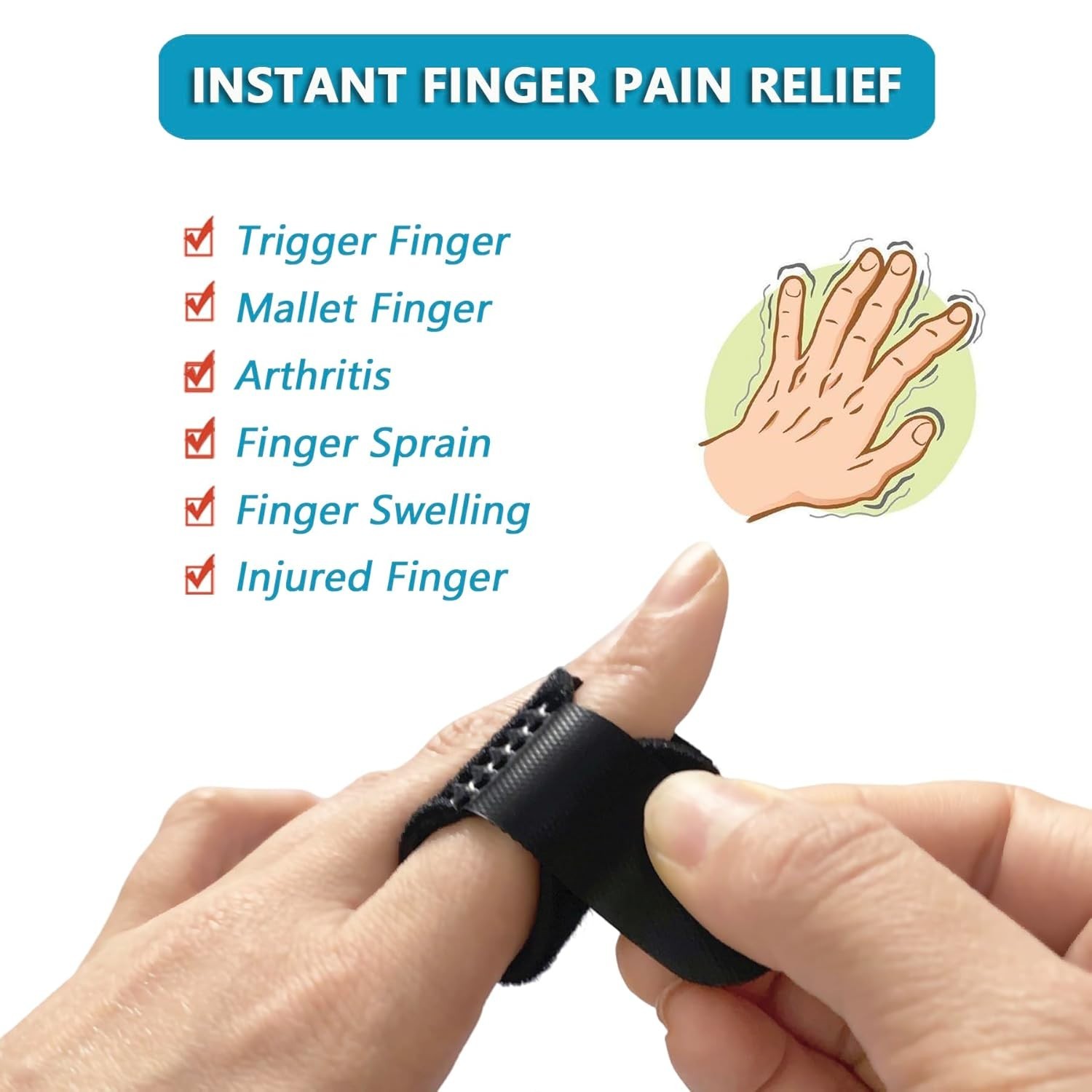 “6-Pack Pinky Finger Splints for Left/Right Hand Adjustable Single-Strap Brace..