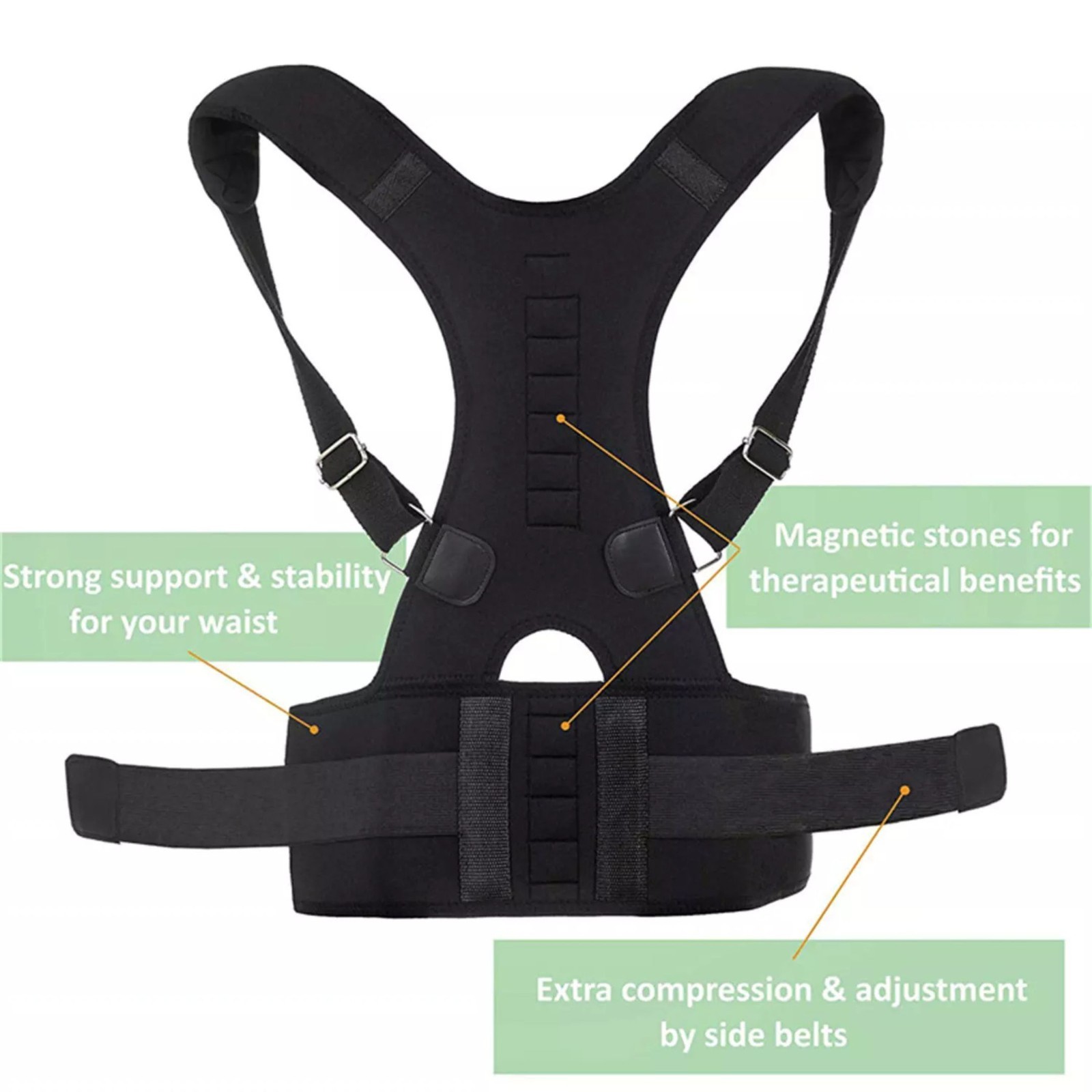 Posture Corrector Support Magnetic Back Shoulder Brace Belt Large Waist 34″-40″