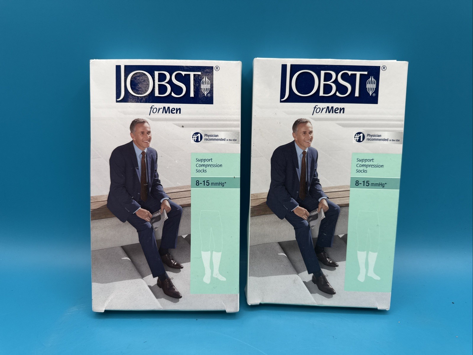2 Pair NEW Jobst For Men Compression Knee Closed Toes Socks 8-15 mmHg LARGE