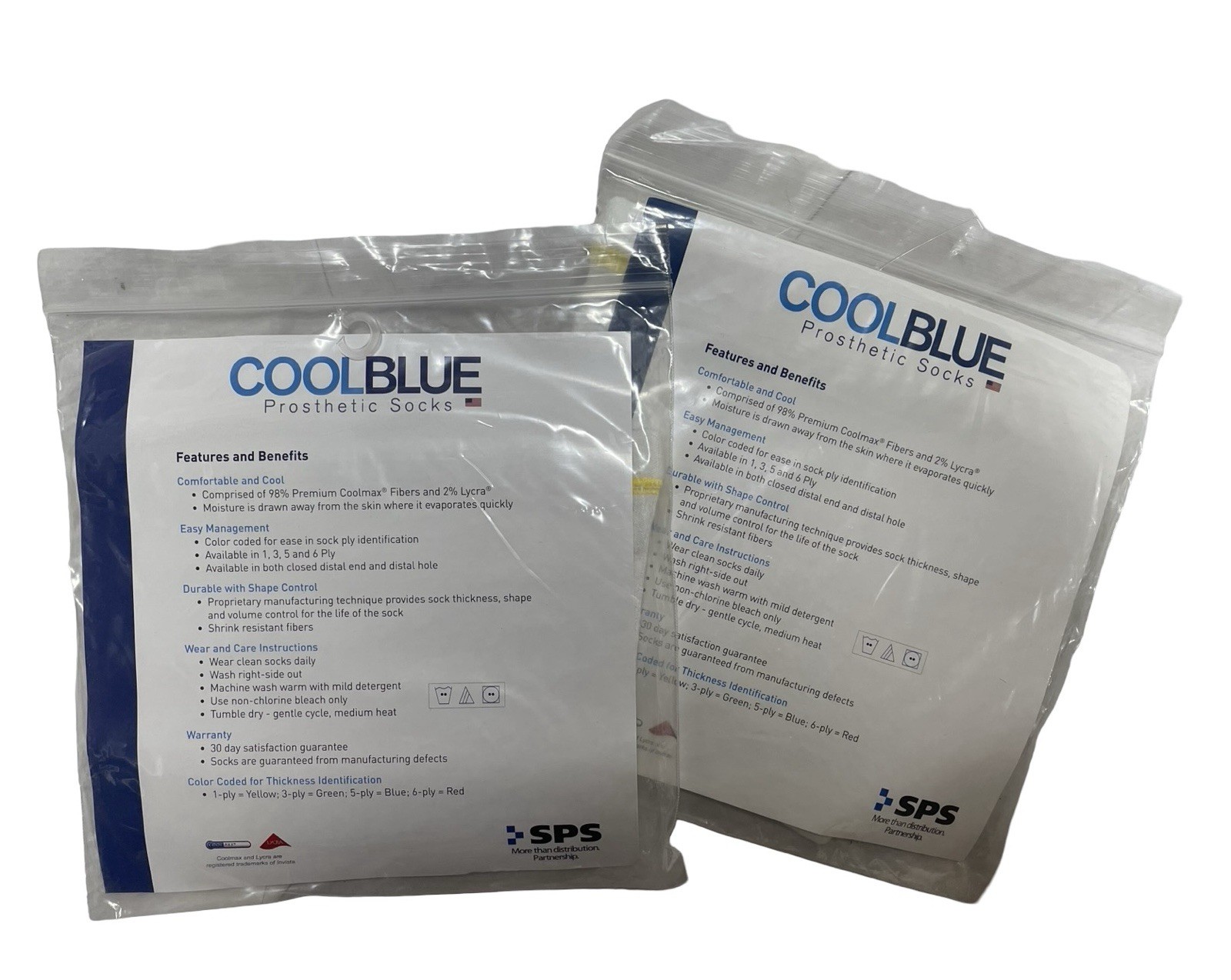 Cool Blue Prosthetic x2 Socks Yellow 1 Ply Sz 3 Sewn Hole 4 Length 10-14