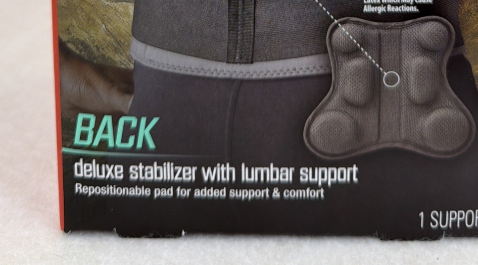 3M ACE Deluxe Back Stabilizer Lumbar Support Adjustable Back Brace Black.