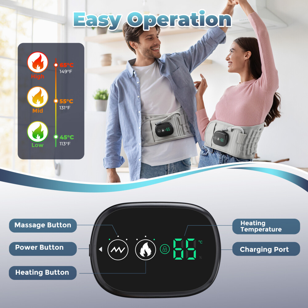 Update Heating Massage Decompression Belt Lumbar Support for Back Pain Relief
