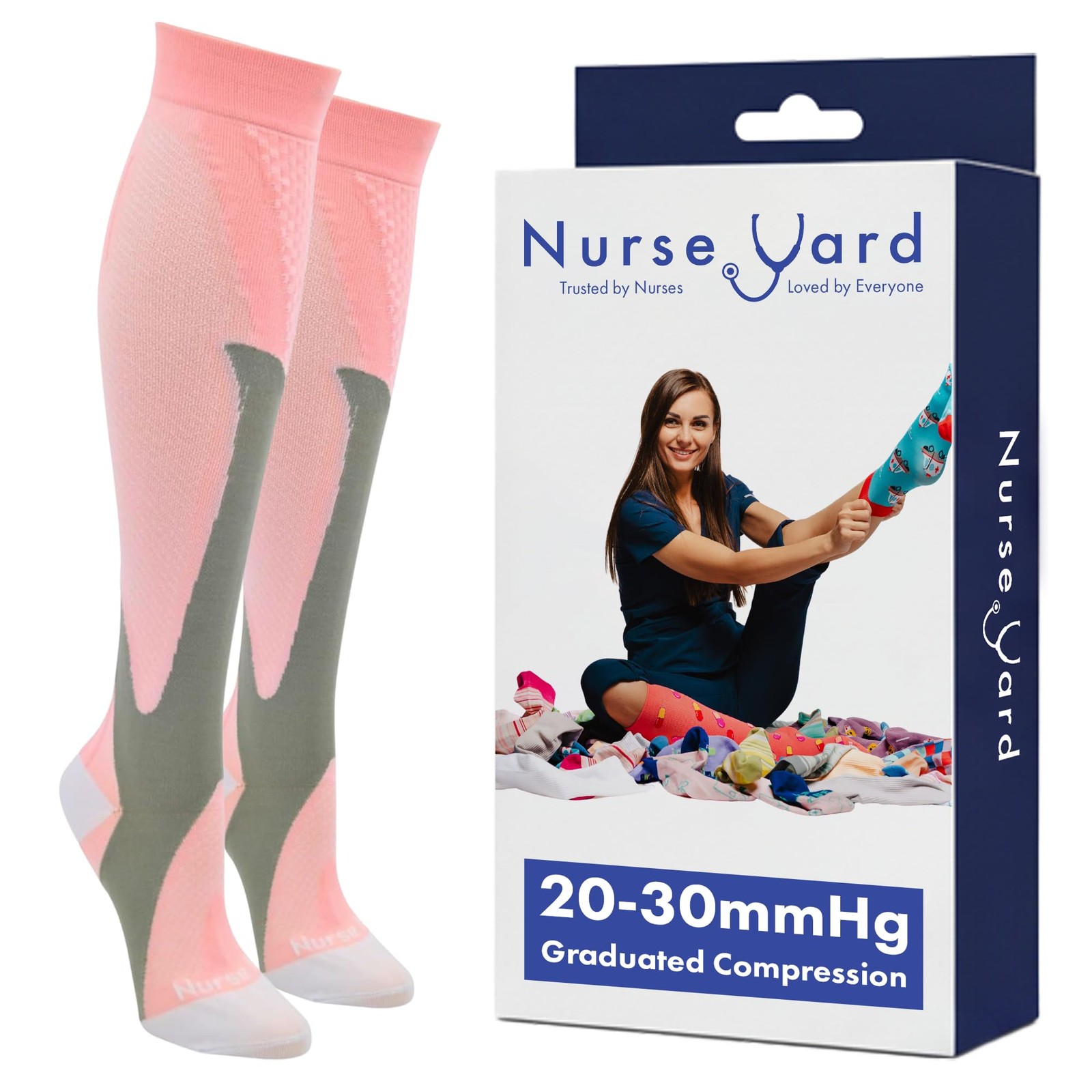 Nurse Yard Compression Socks for Nurses – Women & Men – 20-30mmHg Graduated