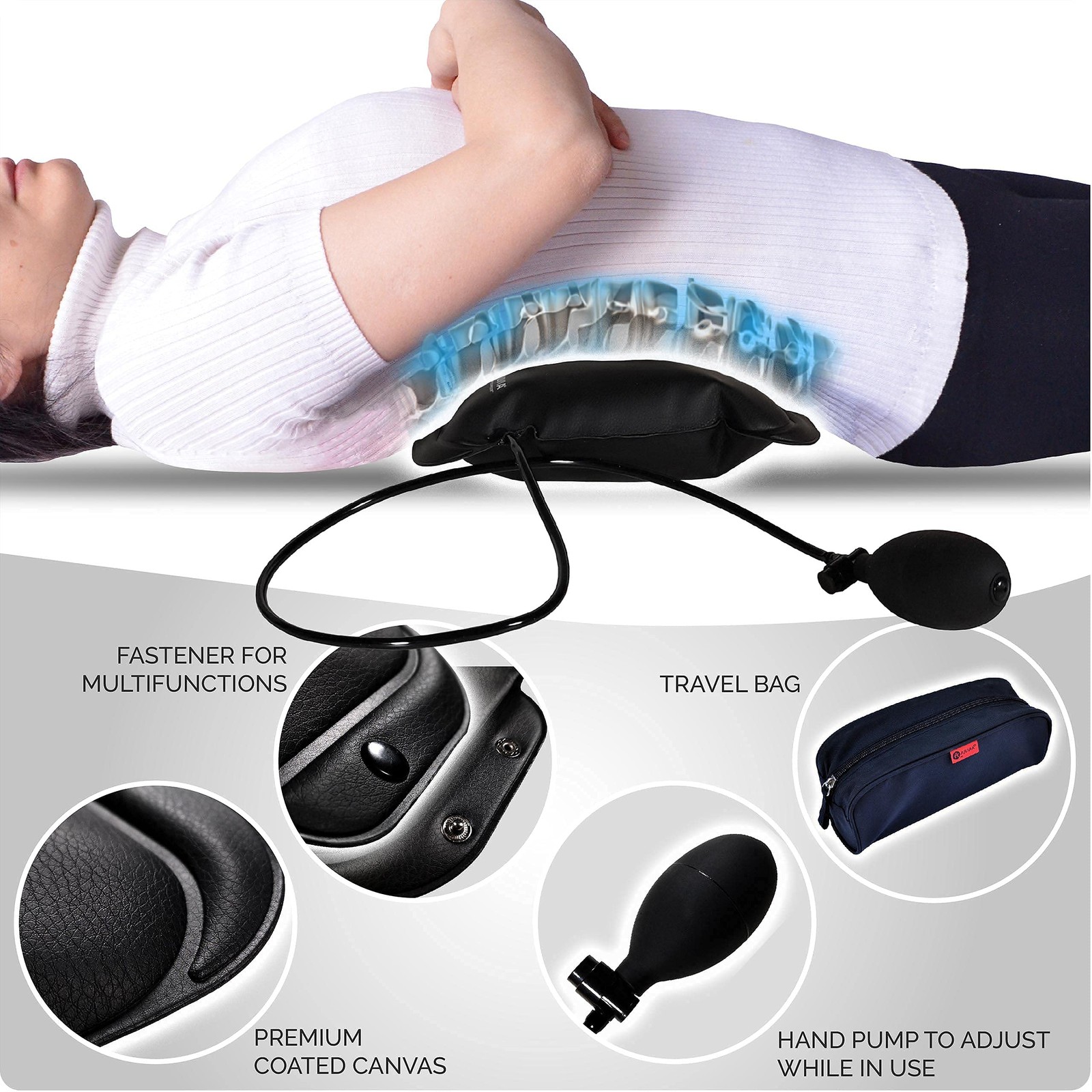 Lumbar Decompressor Portable Lumbar Traction Device, Back Pain Pillow for Sle…