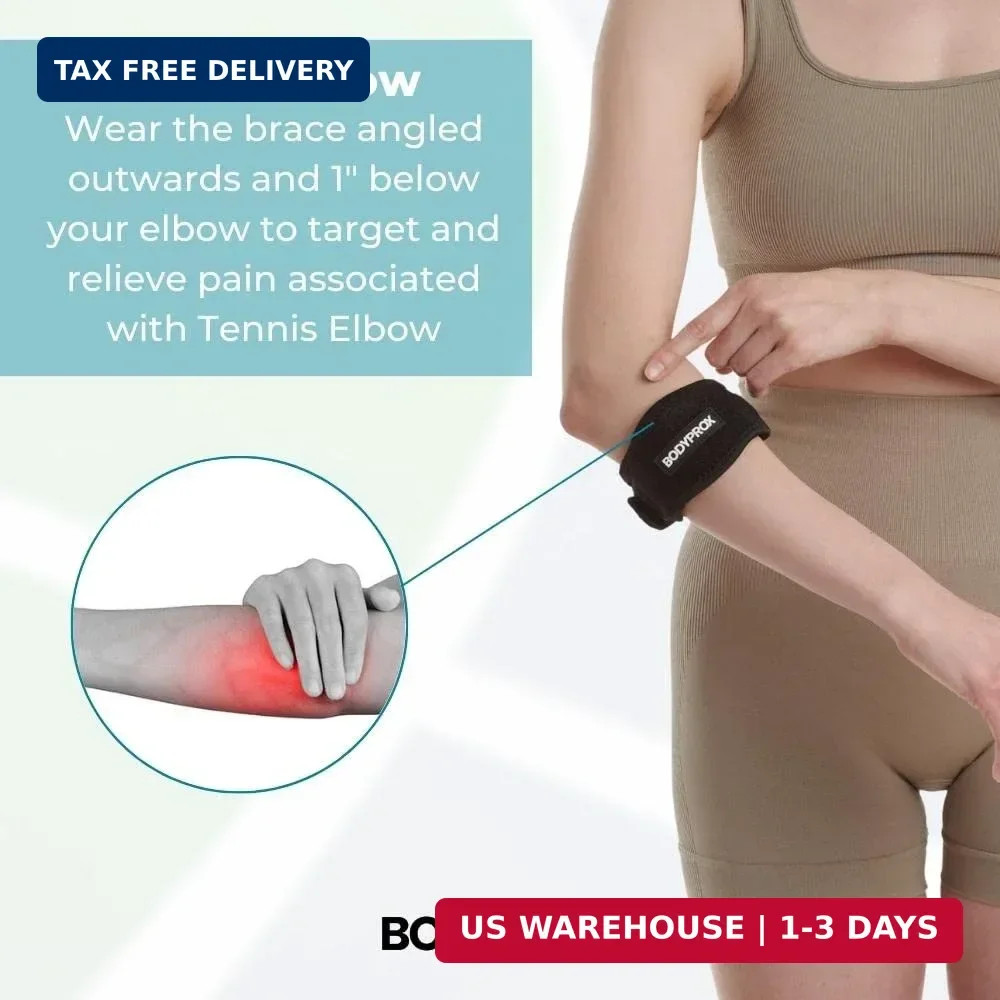 Elbow Brace 2 Pack for Tennis & Golfer’s Elbow Pain Relief