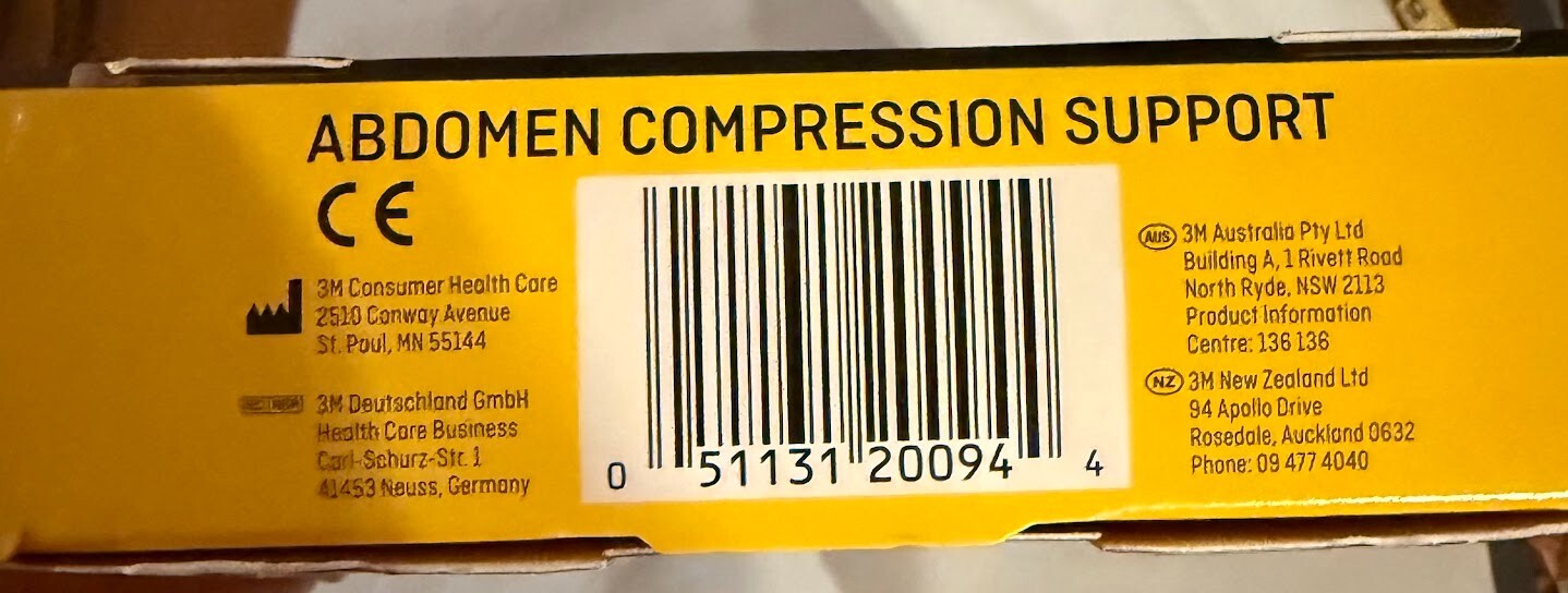 ABDOMEN Brace compression support New Open Box 3M Futuro waist support Med or Lg