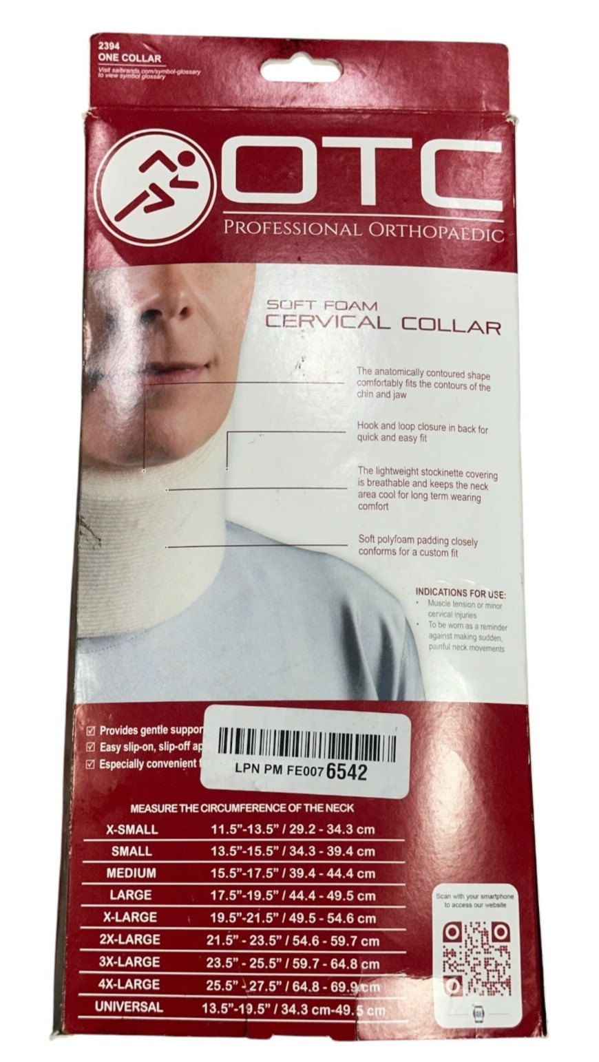 OTC Soft Foam Cervical Collar, Medium, 15.5″ – 17.5″ Circumference